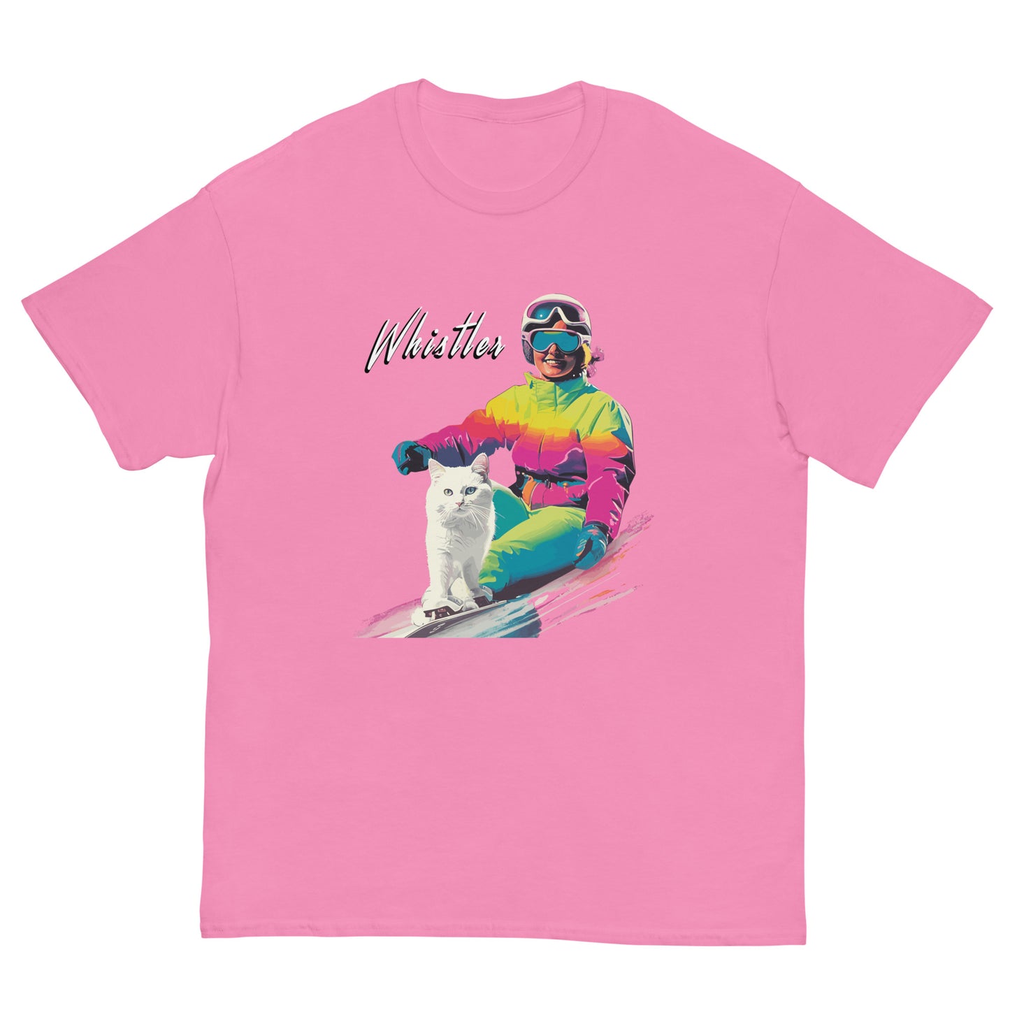 whistler skiing cat lady print t-shirt