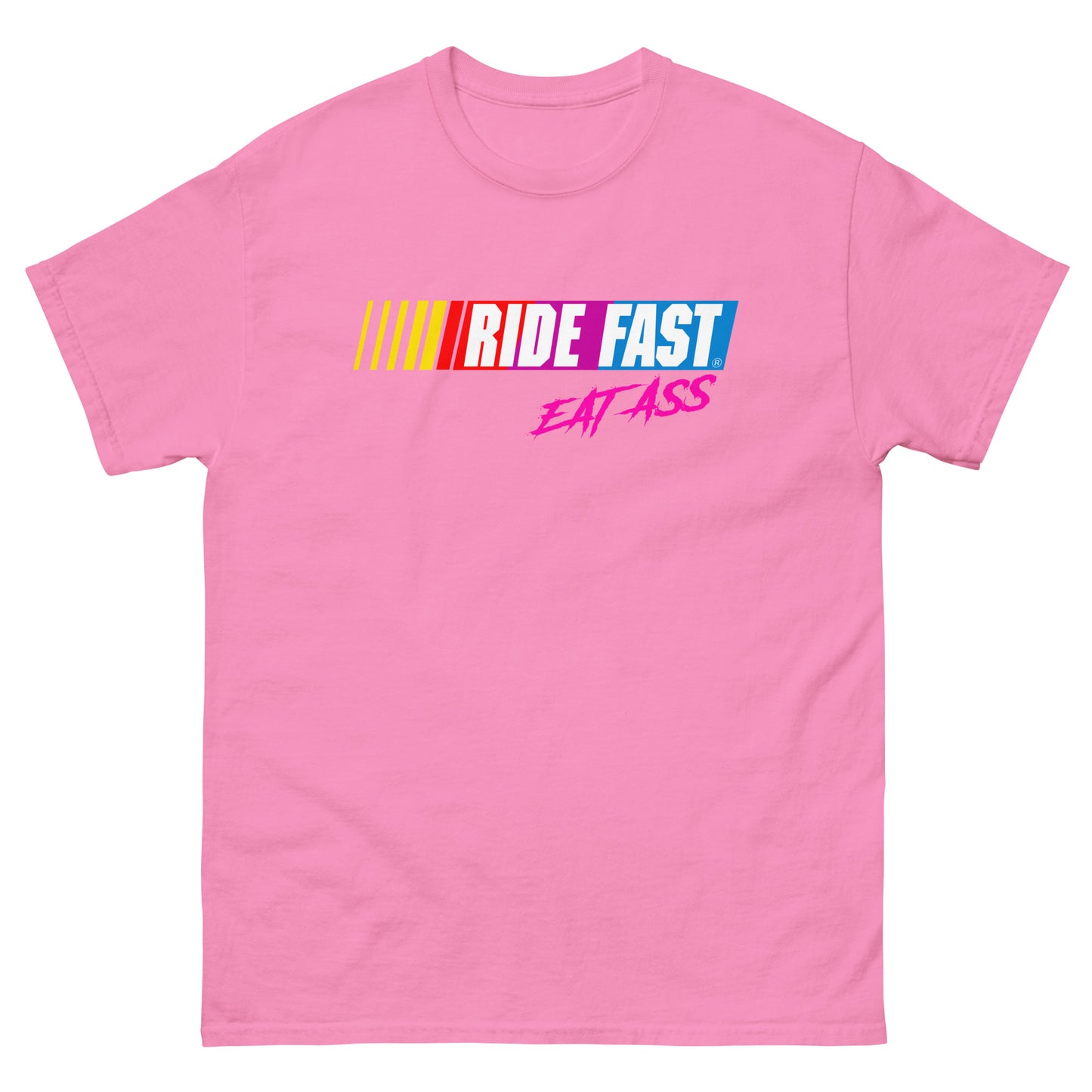 Ride fast eat ass design printed on t-shirt by Whistler Shirts