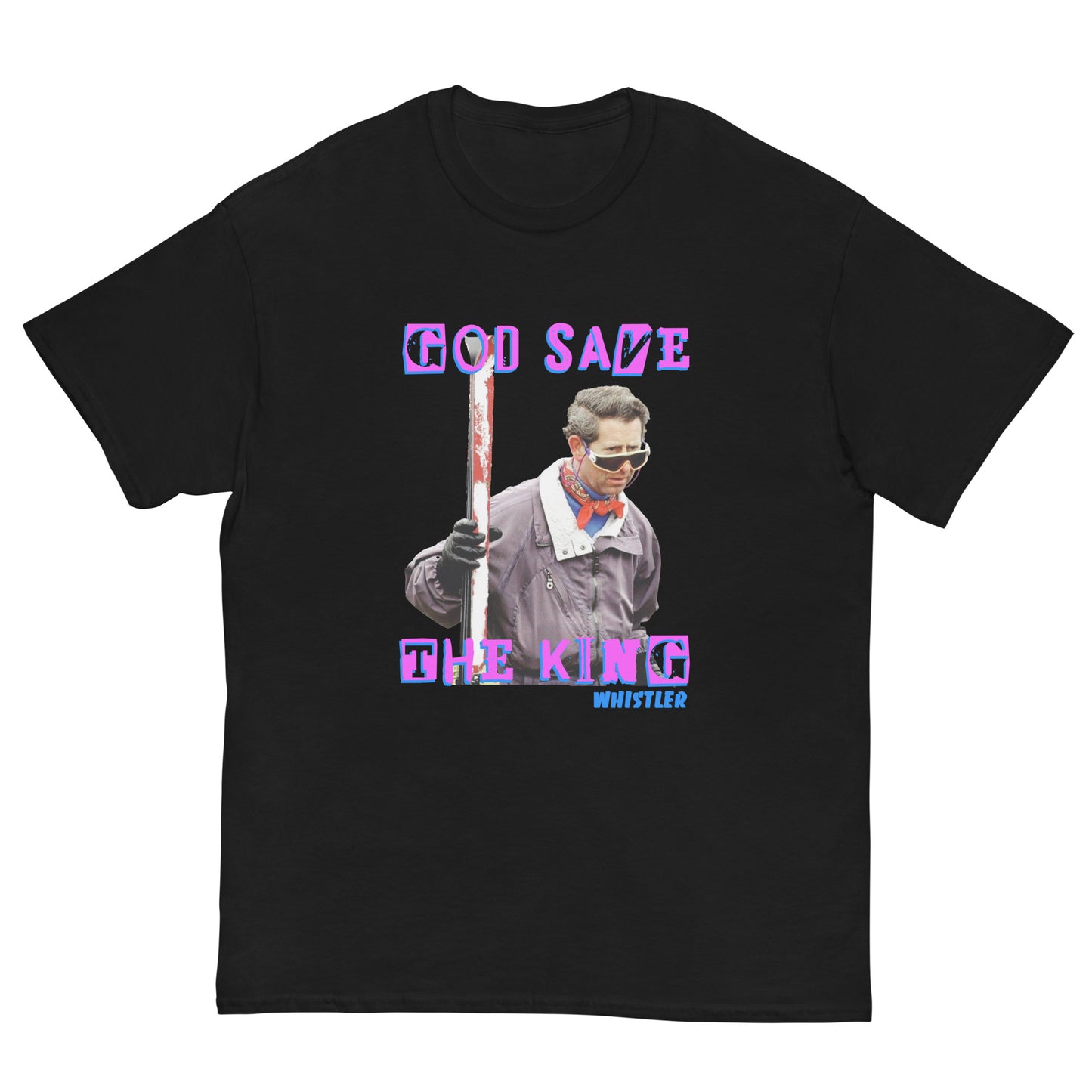 printed t-shirt god save the king whistler black