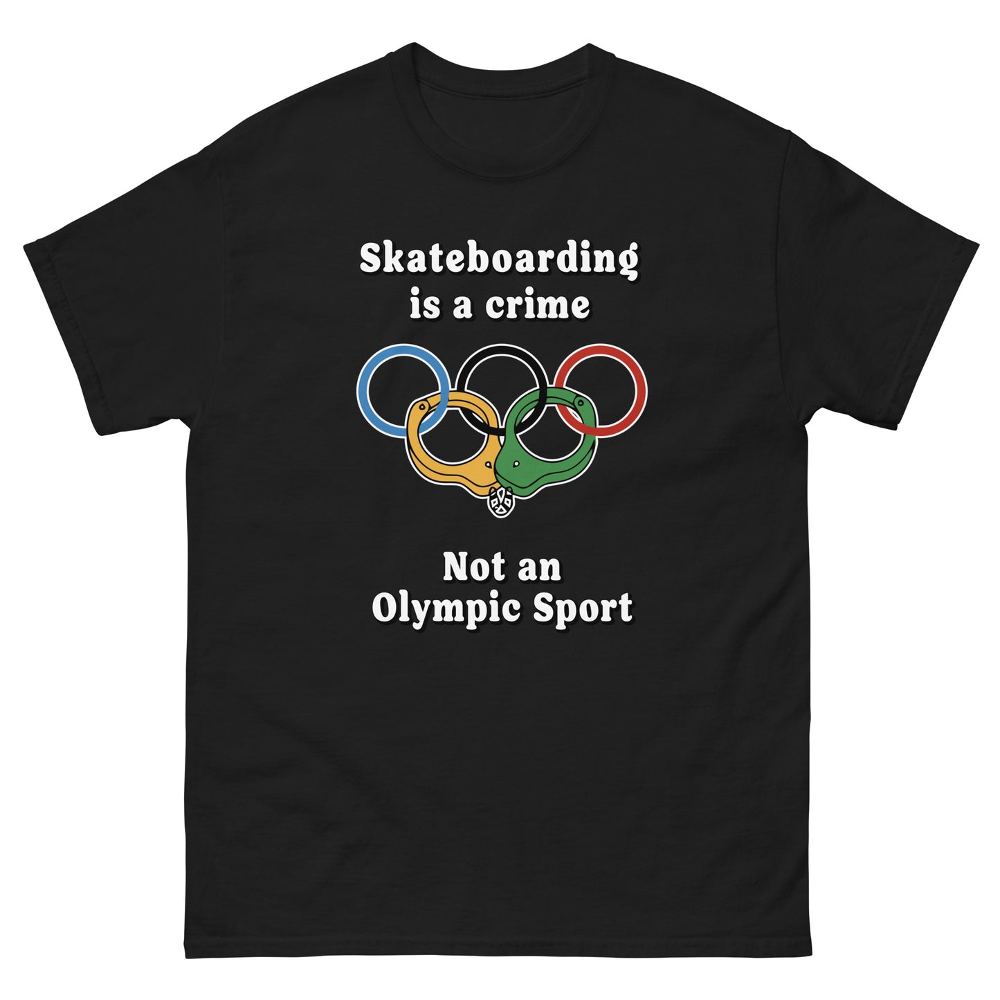 Skateboarding is a crime not an olympic sport design printed on a t-shirt by Whistler Shirts