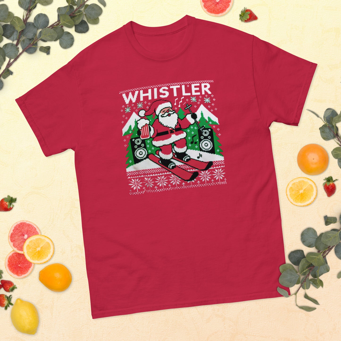 Skiing santa raving in whistler ugly christmas sweater, printed by Whistler shirts