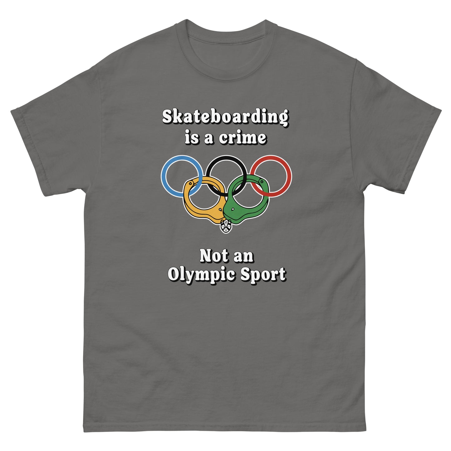 Skateboarding is a crime not an olympic sport design printed on a t-shirt by Whistler Shirts