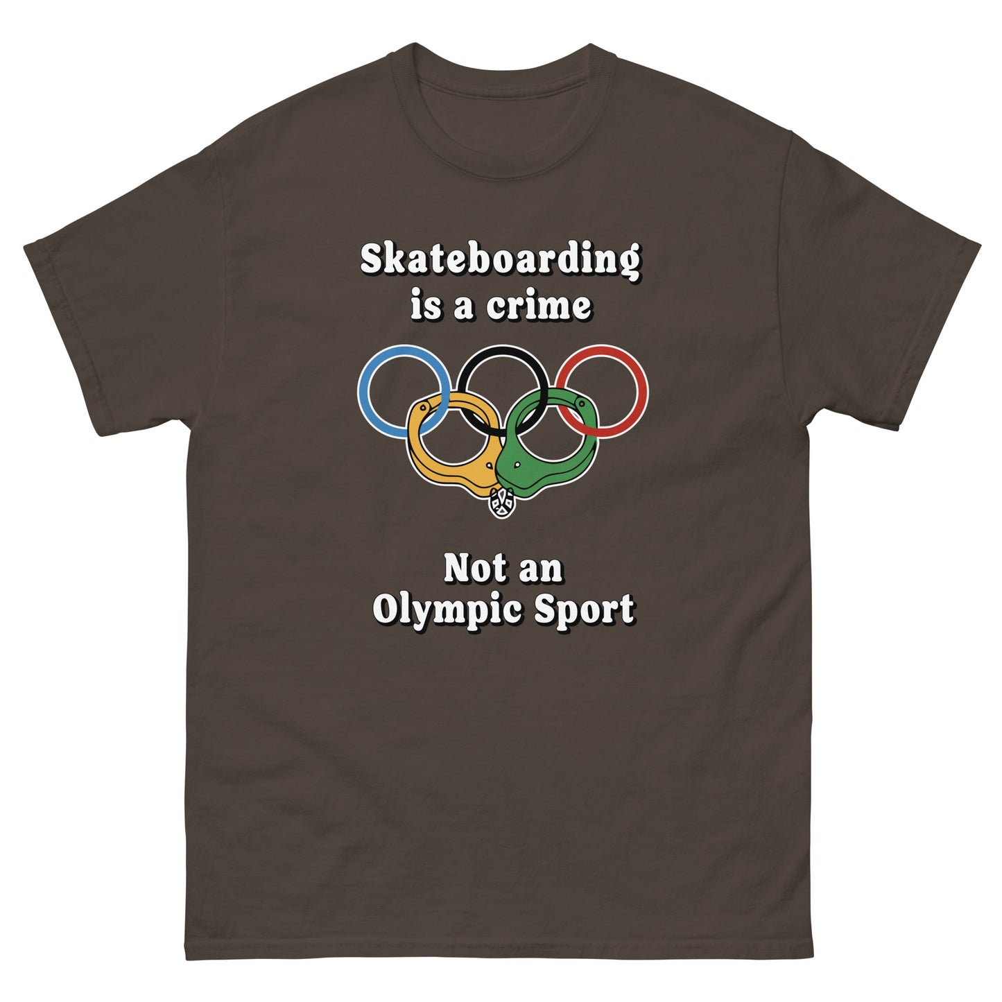 Skateboarding is a crime not an olympic sport design printed on a t-shirt by Whistler Shirts