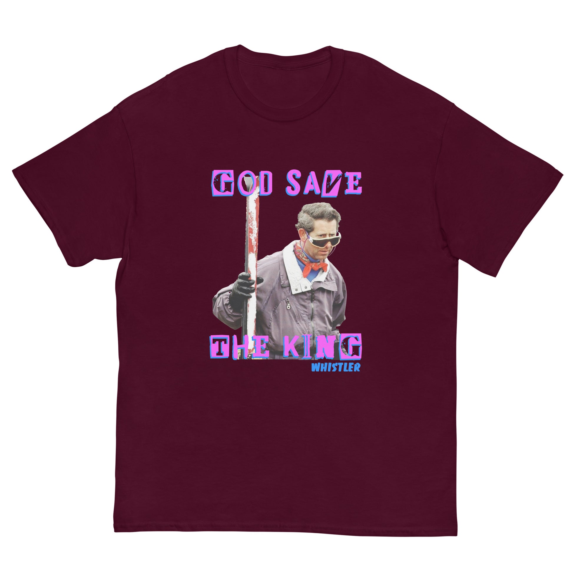 printed t-shirt god save the king whistler red