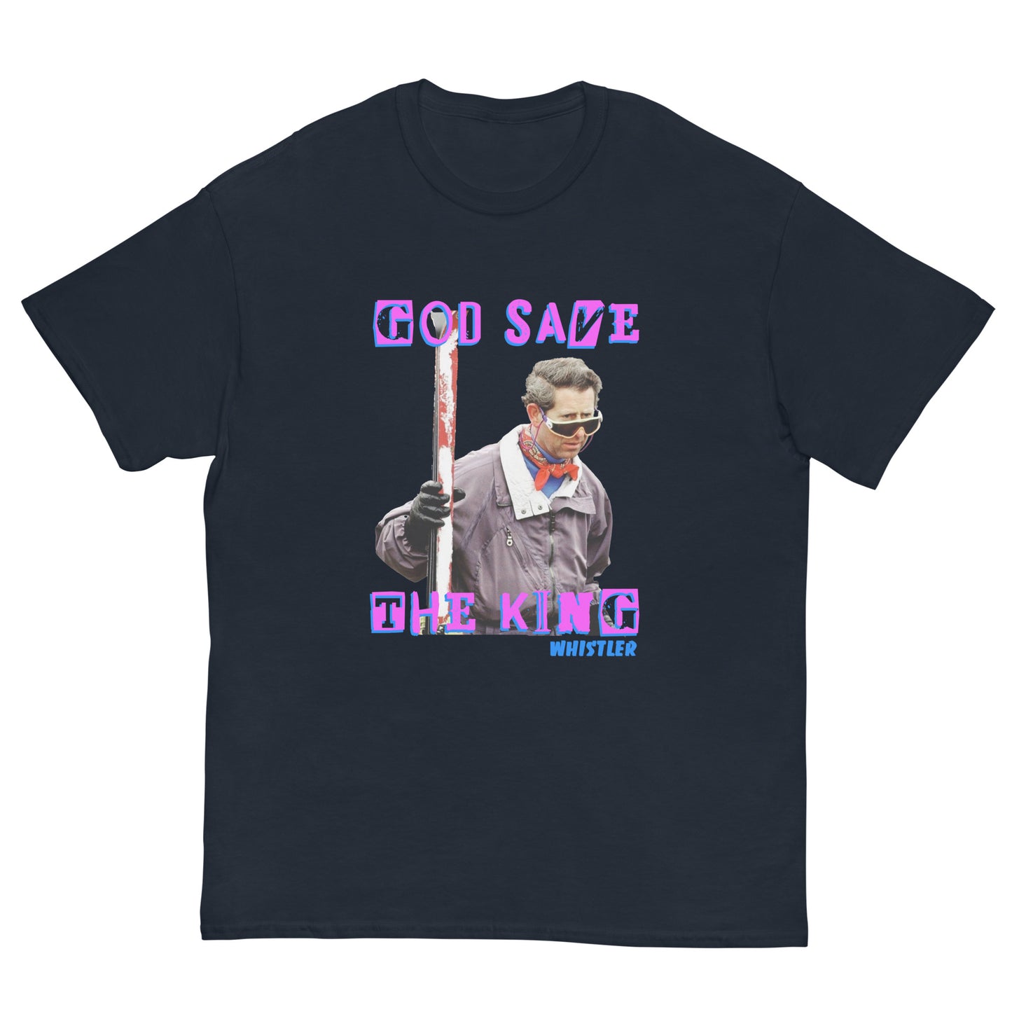 printed t-shirt god save the king whistler