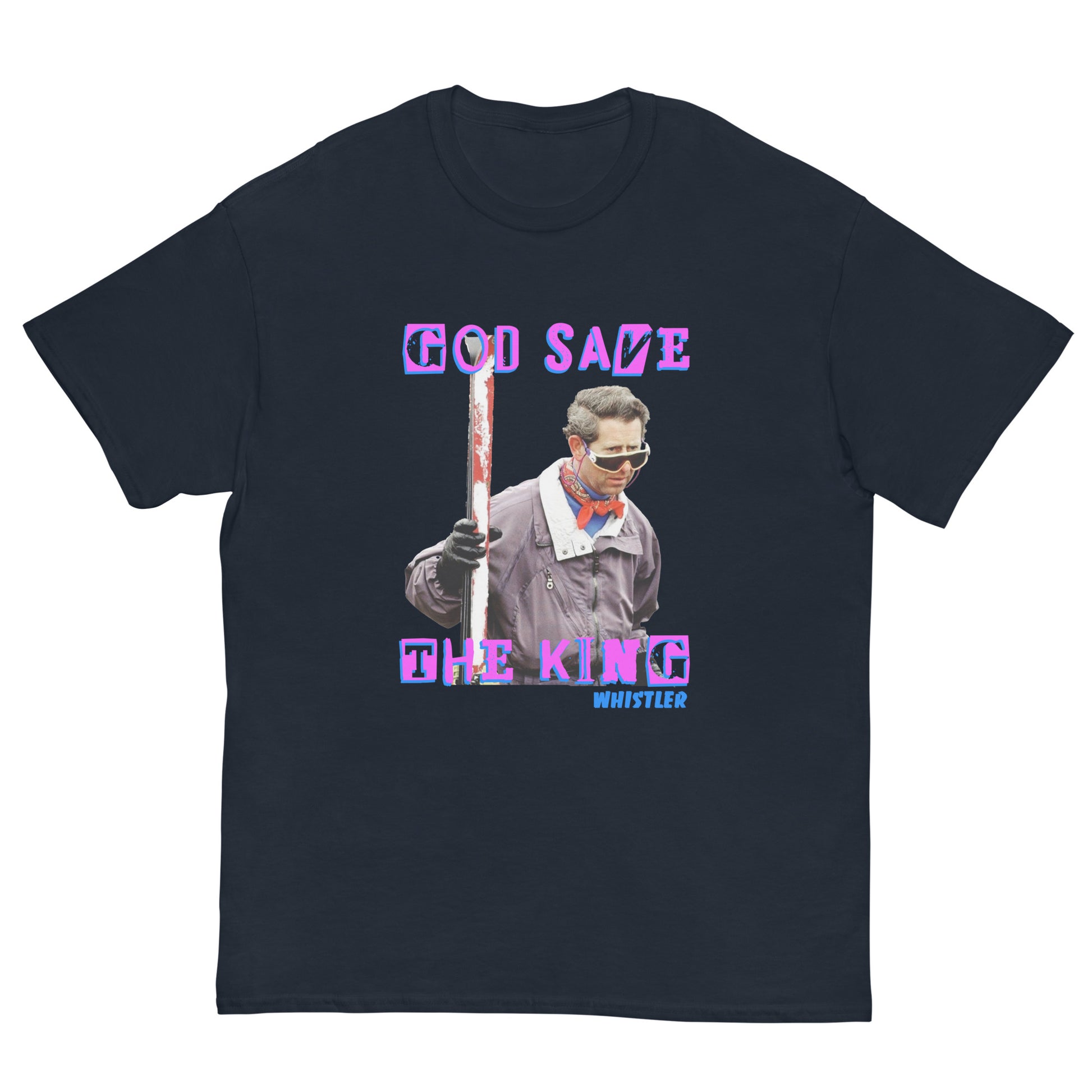 printed t-shirt god save the king whistler 