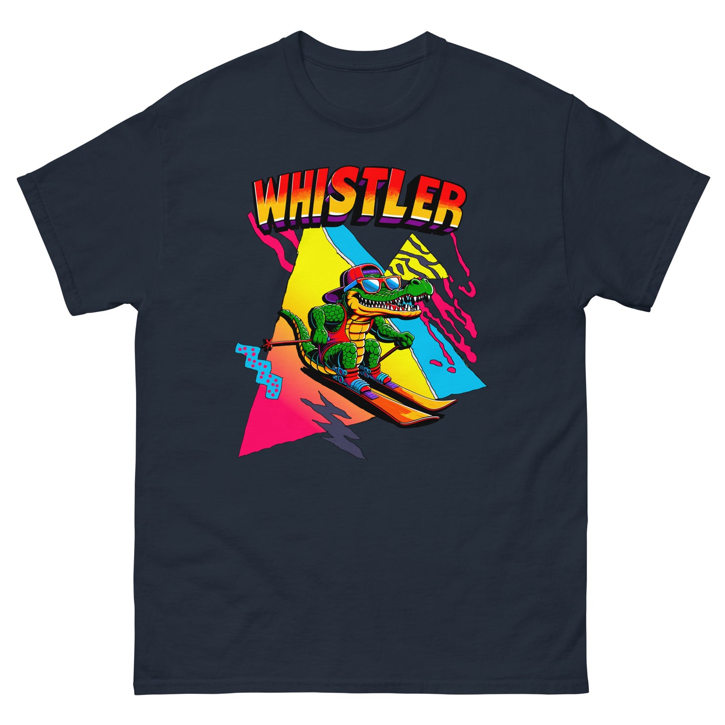 Whistler Skiing Gator Retro T-shirt printed by Whistler Shirts
