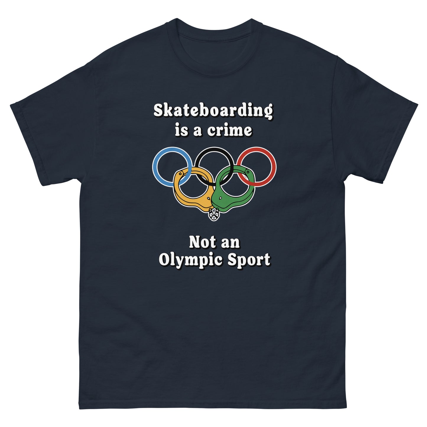 Skateboarding is a crime not an olympic sport design printed on a t-shirt by Whistler Shirts