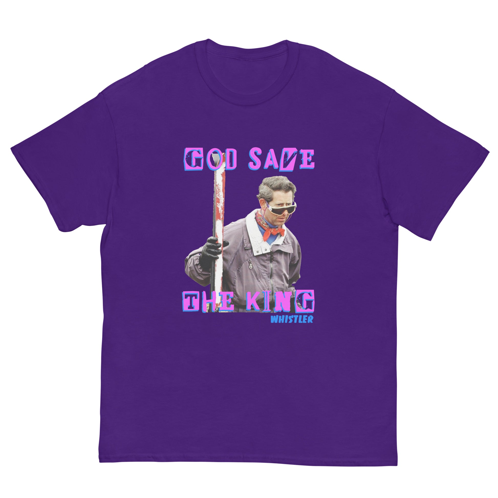 printed t-shirt god save the king whistler purple