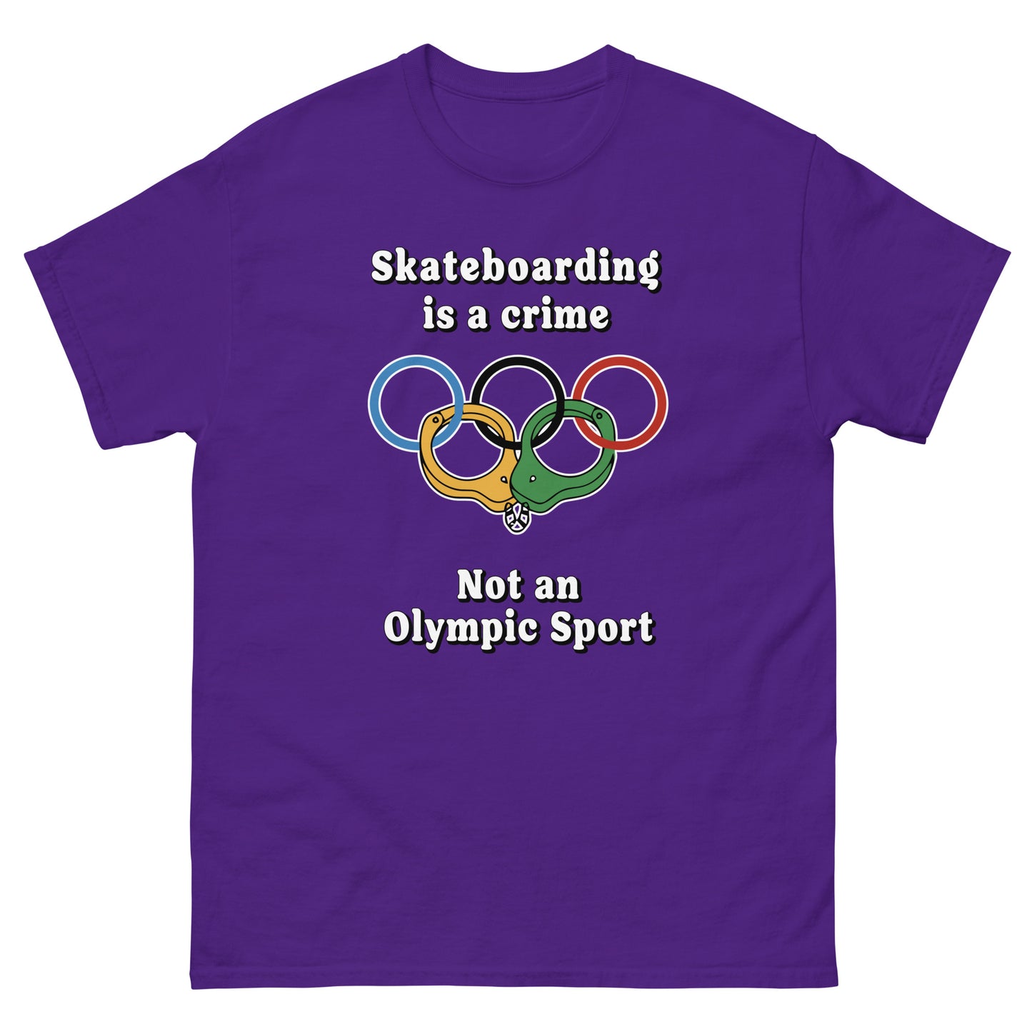 Skateboarding is a crime not an olympic sport design printed on a t-shirt by Whistler Shirts