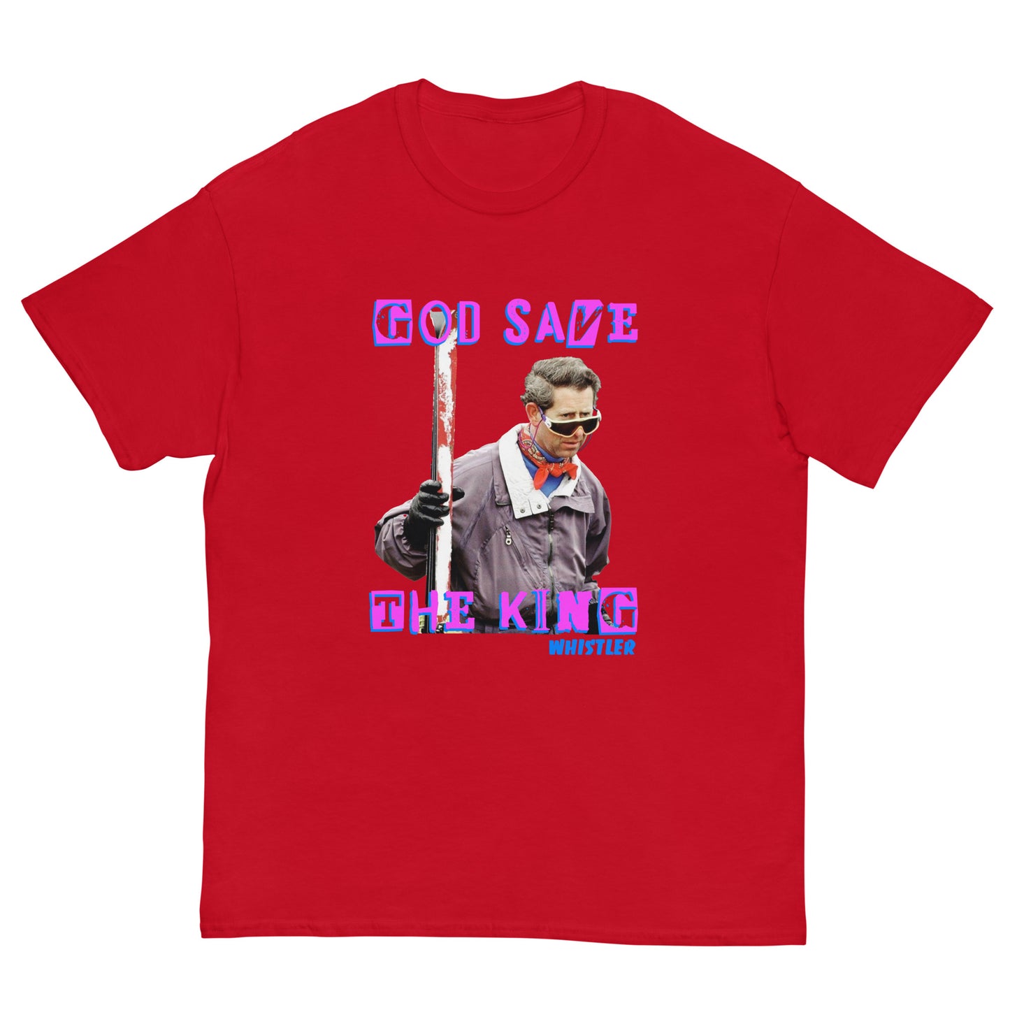 printed t-shirt god save the king whistler red