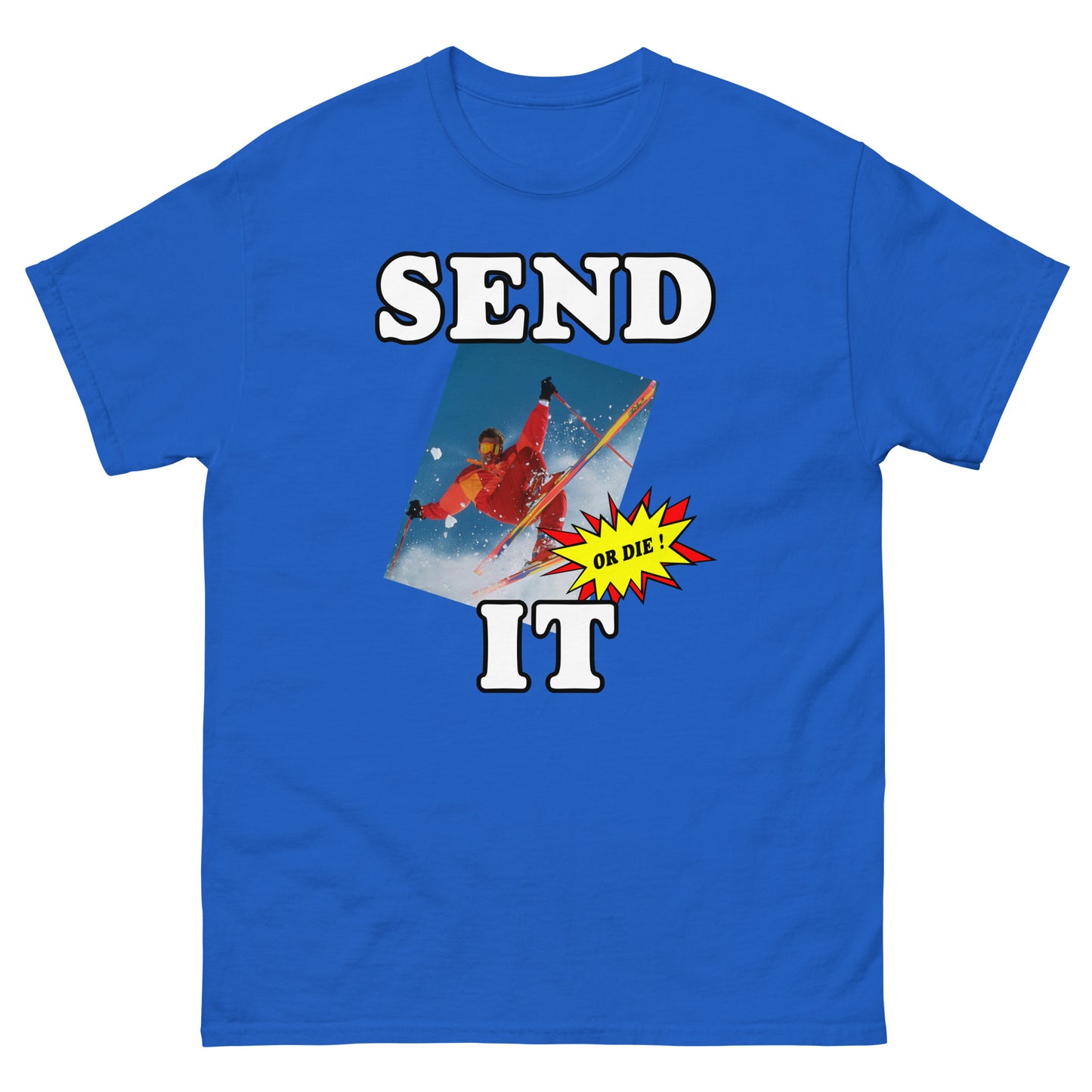Send it or die extreme skier printed t-shirt by Whistler Shirts