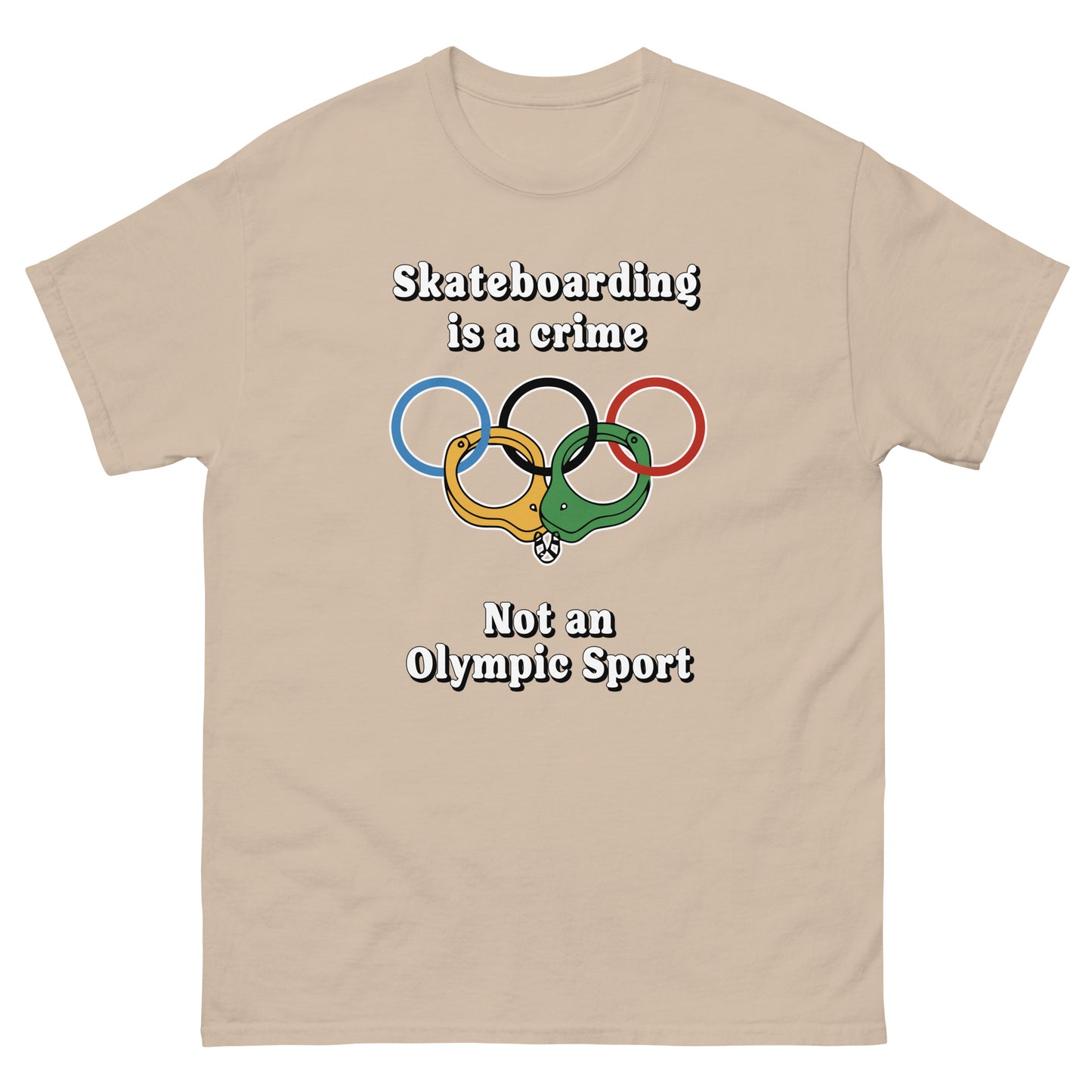 Skateboarding is a crime not an olympic sport design printed on a t-shirt by Whistler Shirts