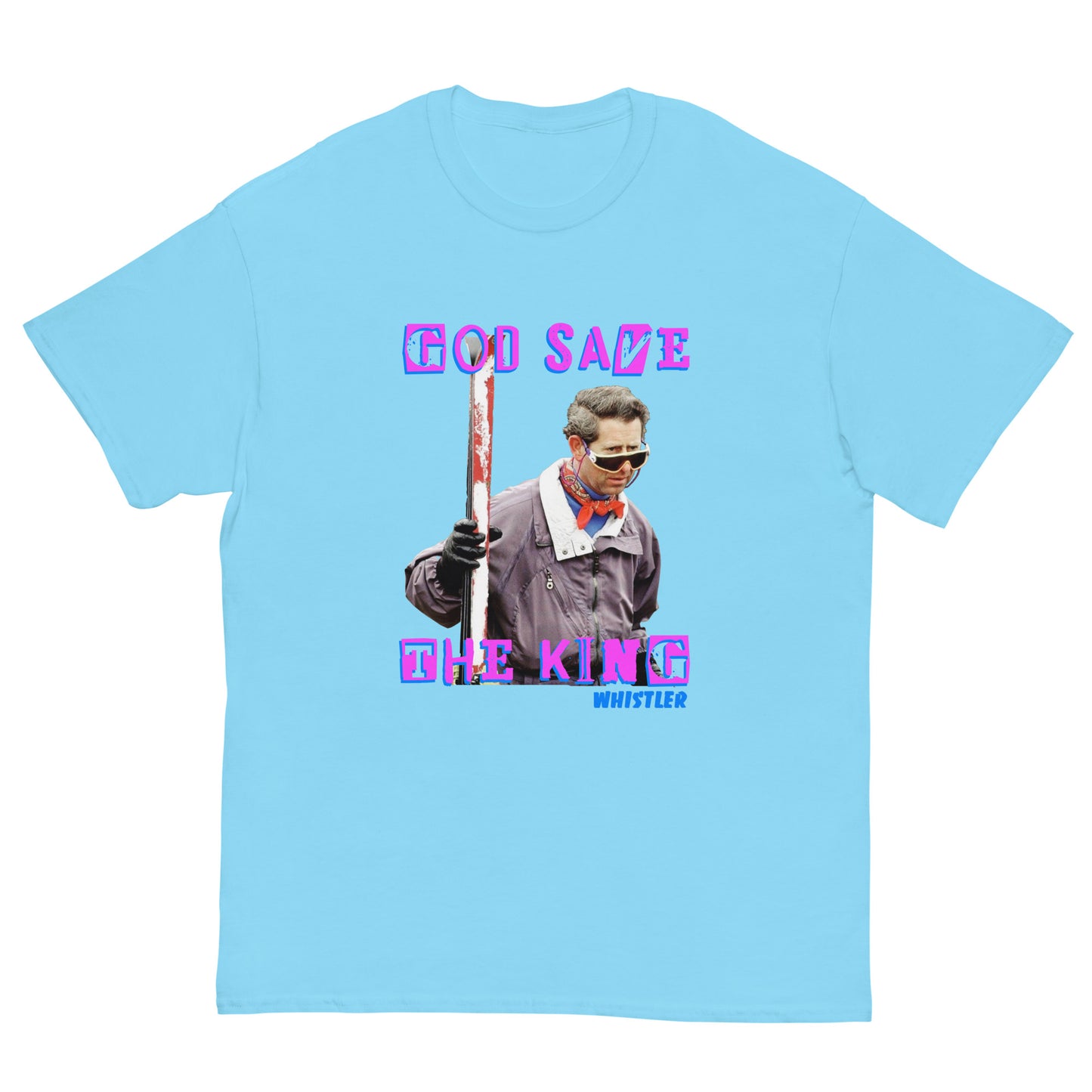 printed t-shirt god save the king whistler blue