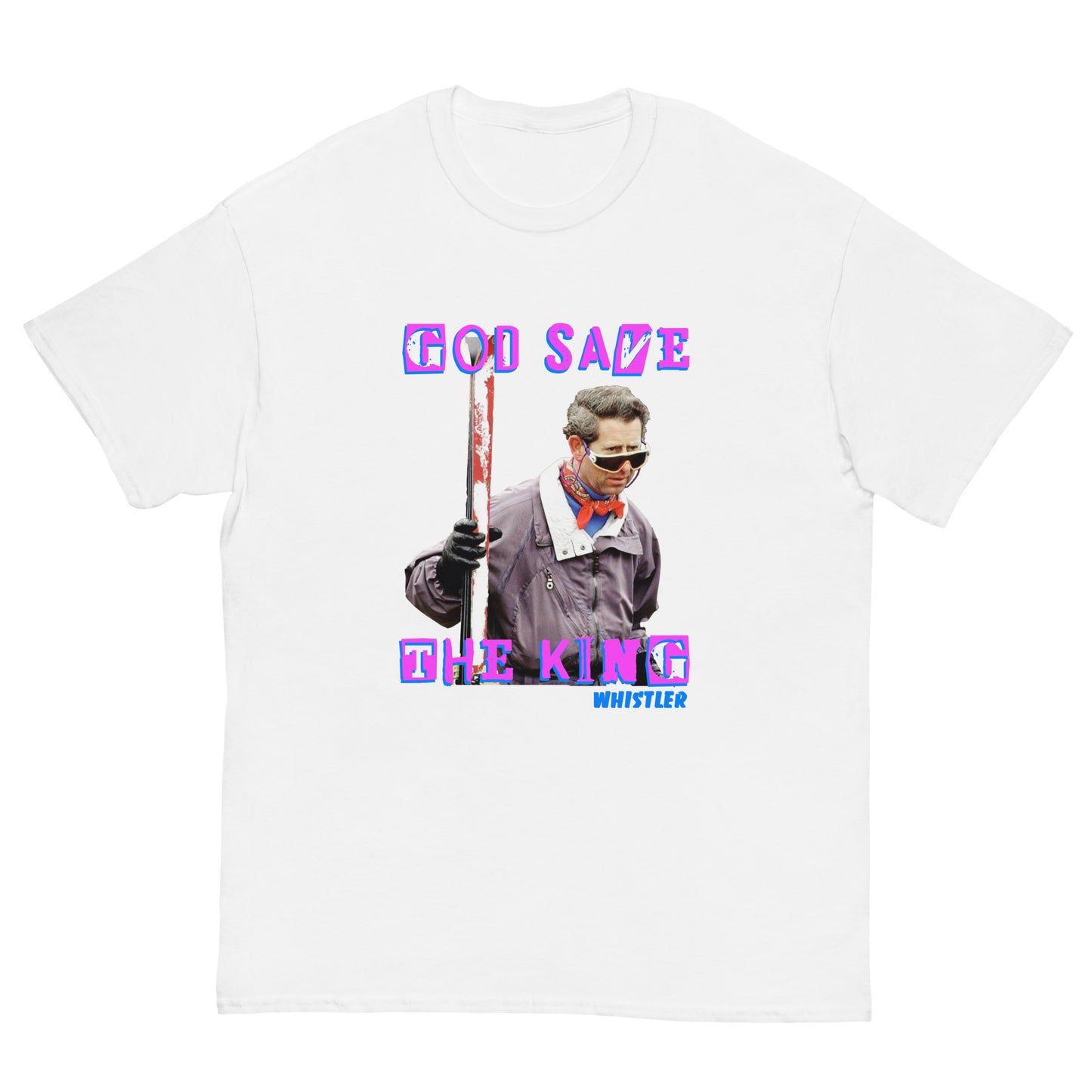 printed t-shirt god save the king whistler white
