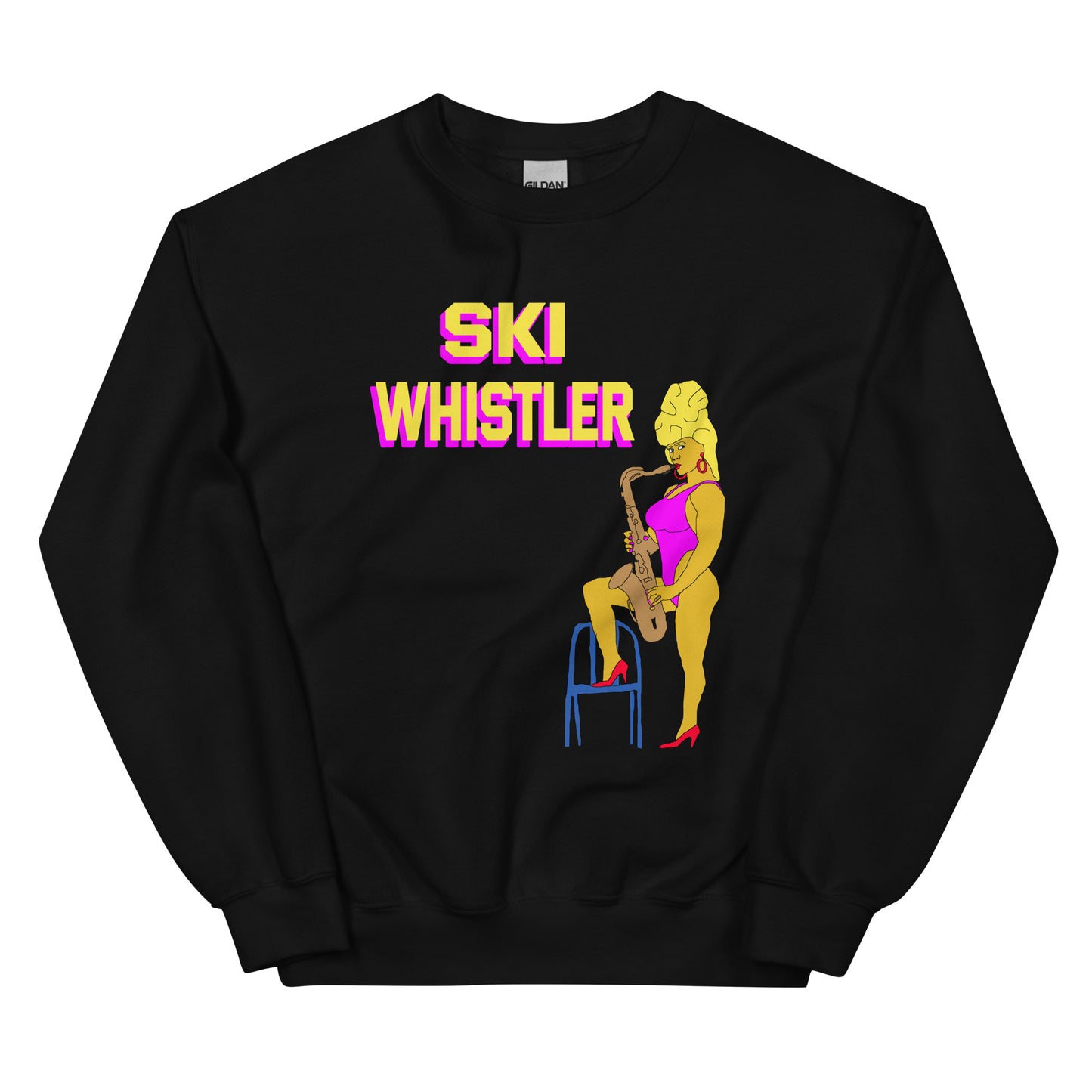 Ski Whistler saxaphone simpsons lady printed crewneck