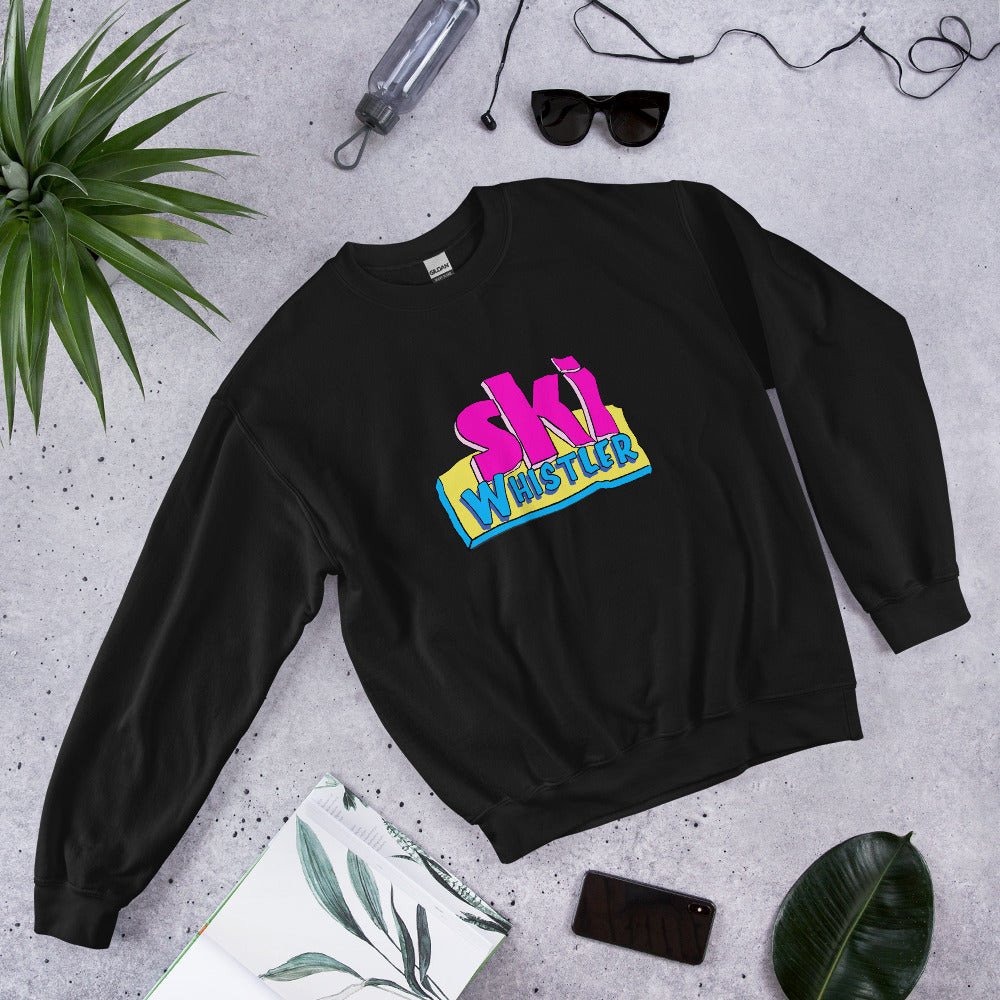 Cartoon Ski Whistler Crewneck Sweatshirt