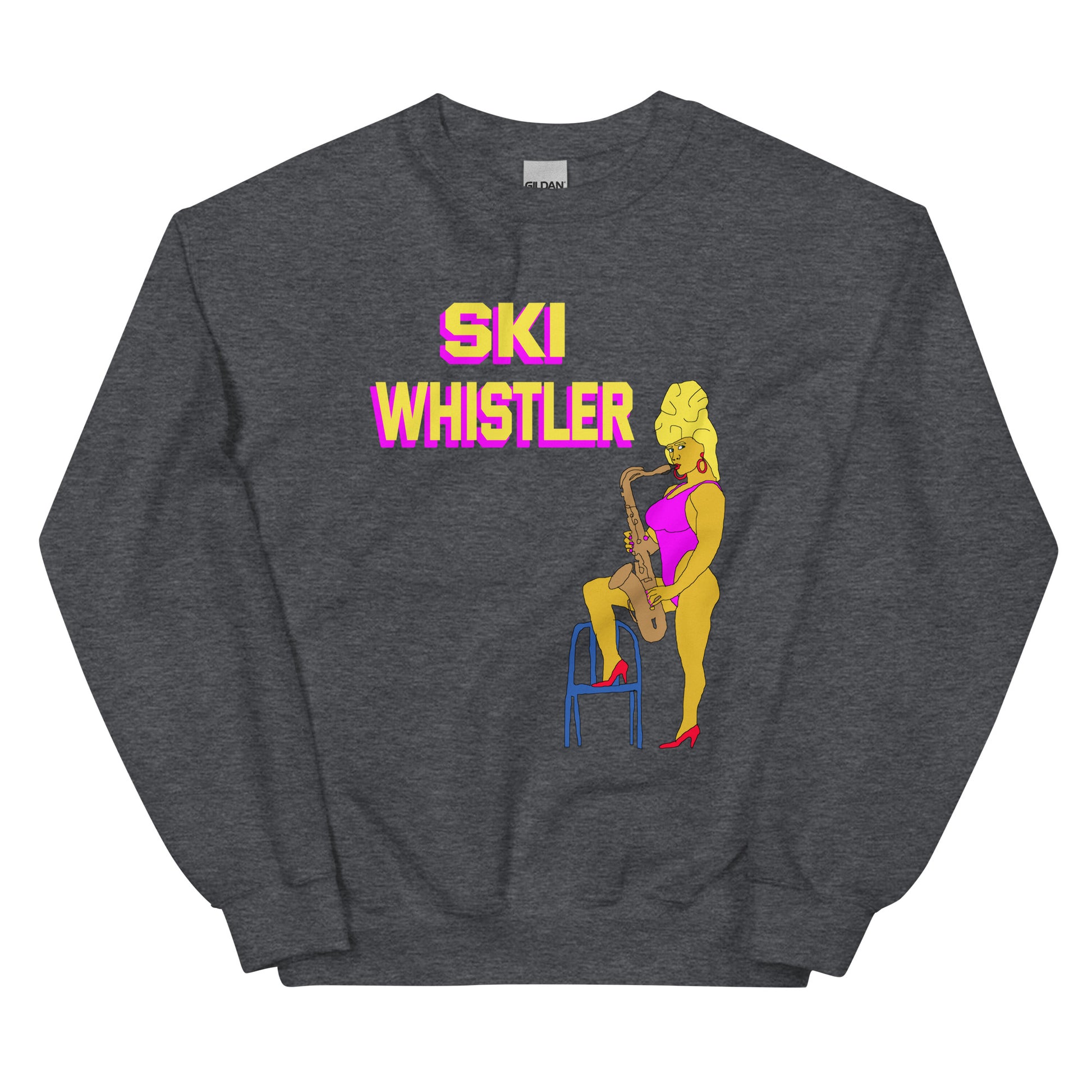 Ski Whistler saxaphone simpsons lady printed crewneck