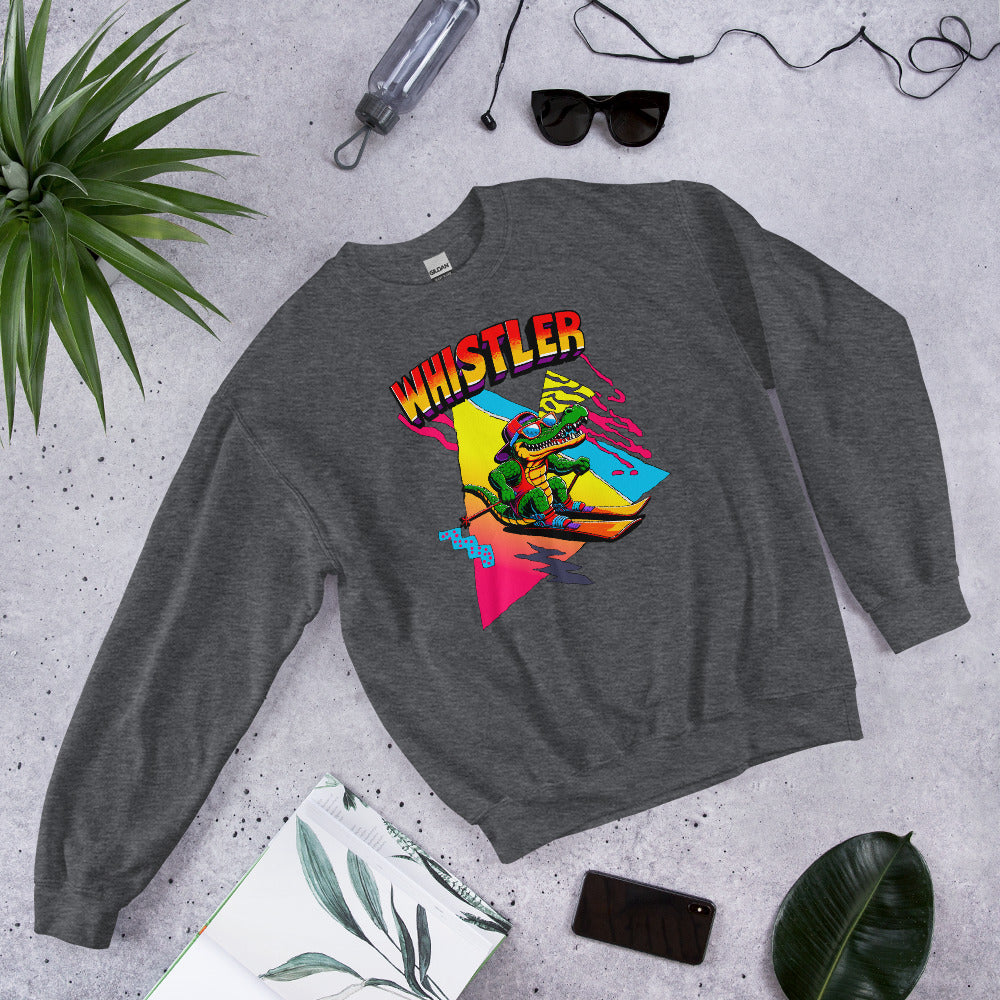 Whistler Skiing retro gator crewneck sweatshirt printed by Whistler Shirts