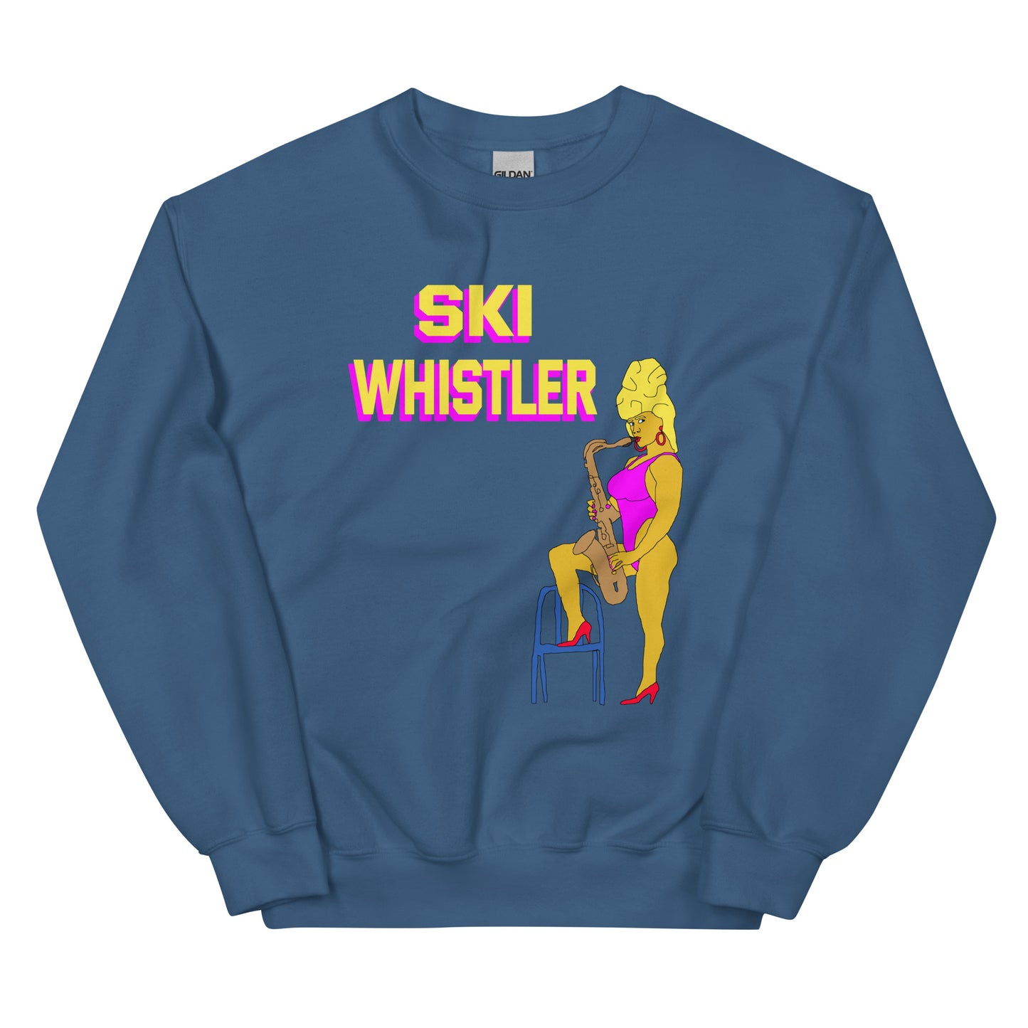 Ski Whistler saxaphone simpsons lady printed crewneck
