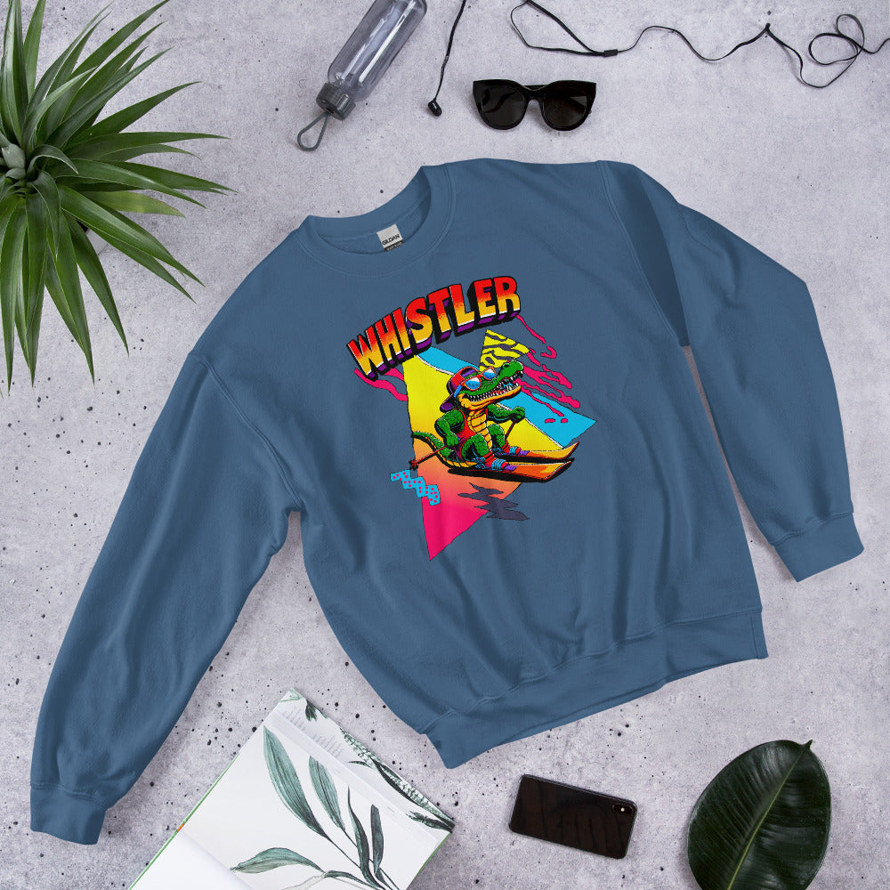 Whistler Skiing retro gator crewneck sweatshirt printed by Whistler Shirts