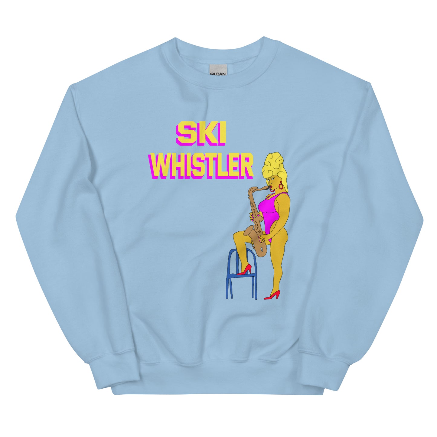 Ski Whistler saxaphone simpsons lady printed crewneck