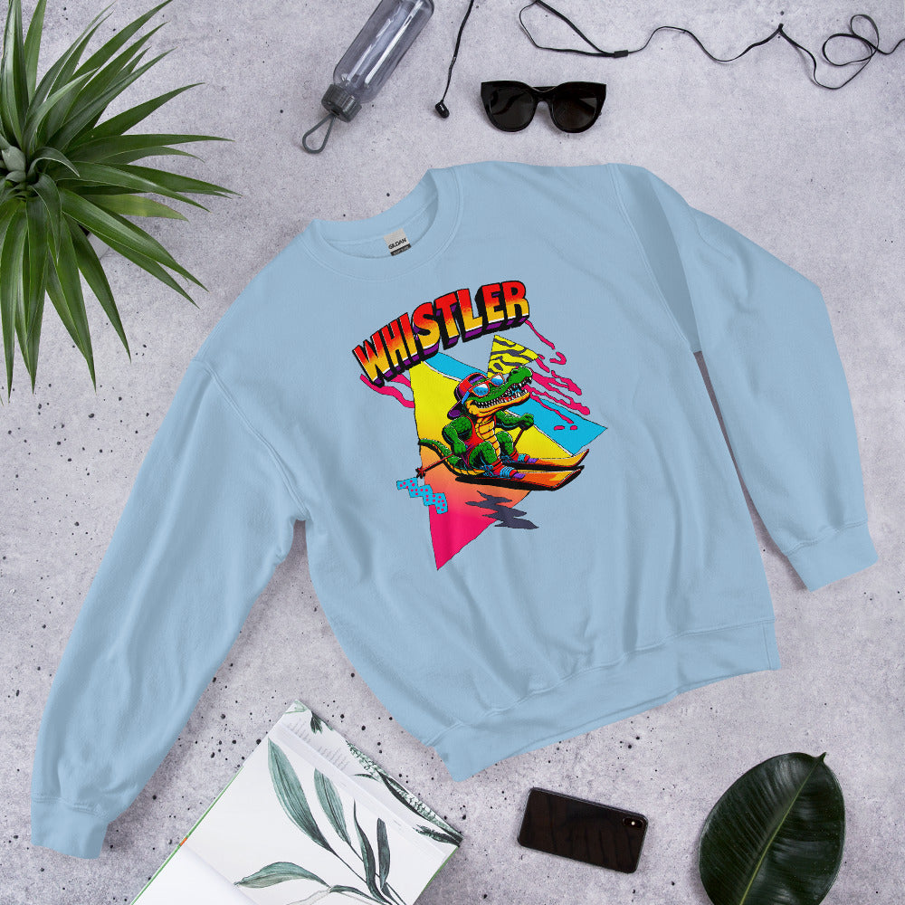 Whistler Skiing retro gator crewneck sweatshirt printed by Whistler Shirts