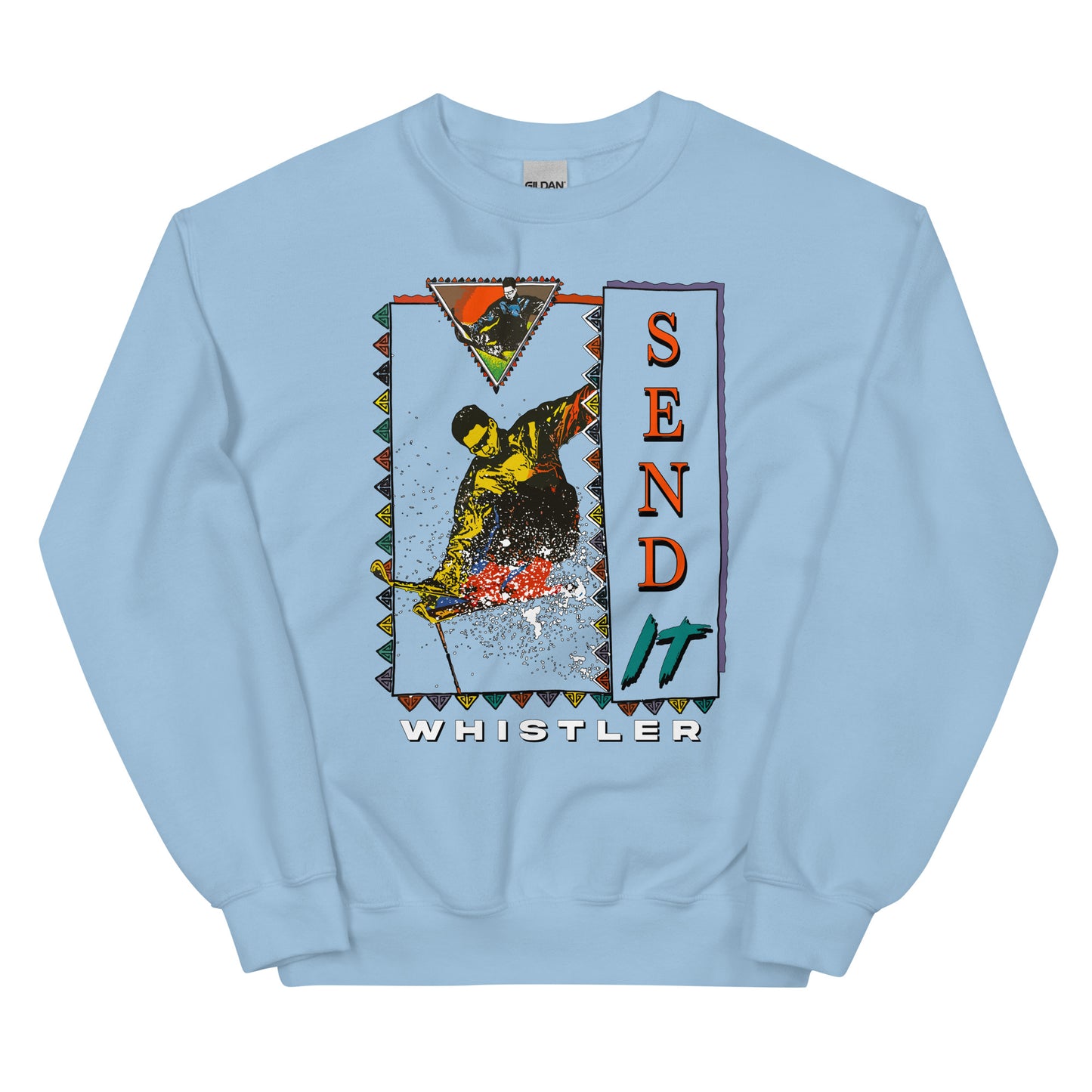 Send it whistler printed on a crewneck sweatshirt by Whistler Shirts
