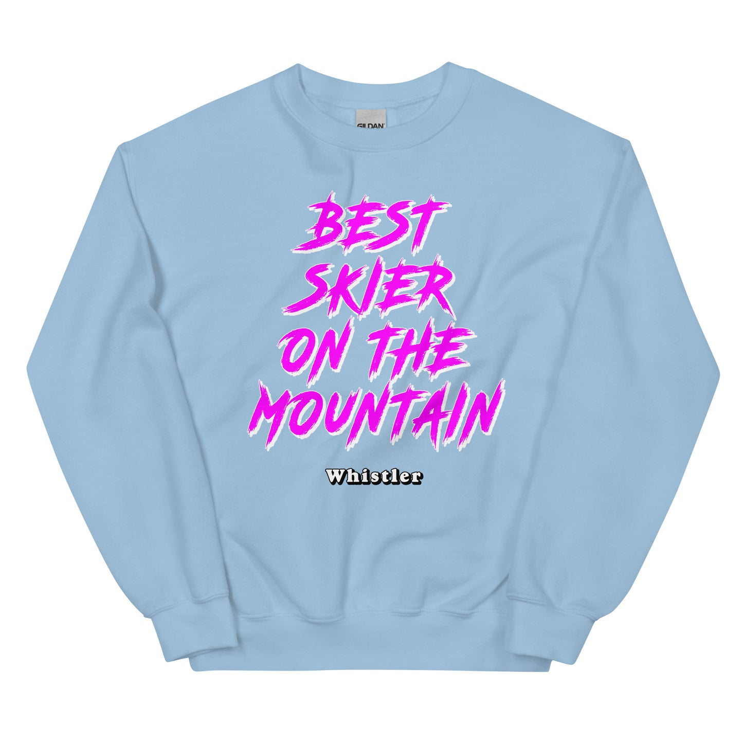 best skiier on the mountain whistler design printed on a crewneck sweatshirt by Whistler Shirts