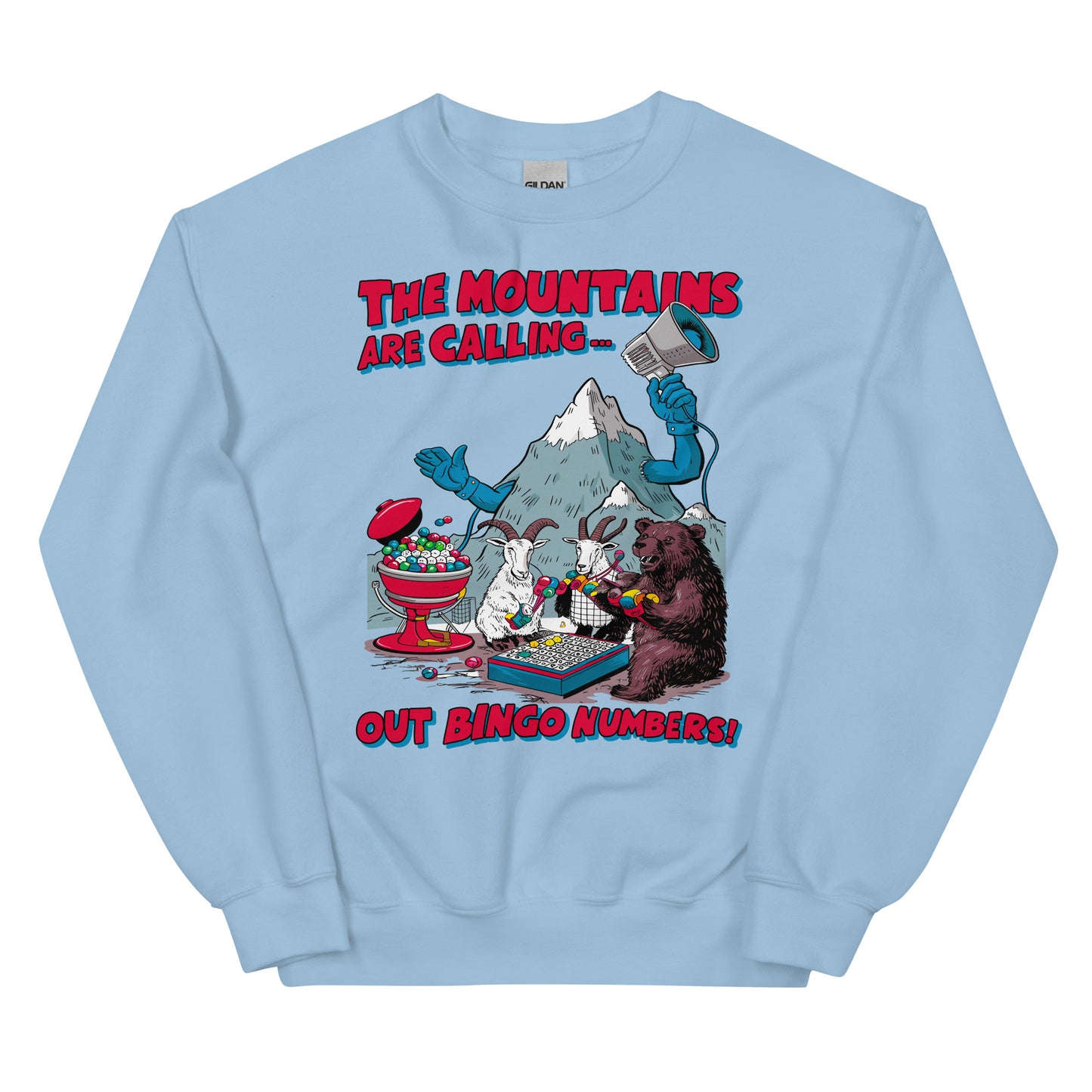 The Mountains Are Calling Out Bingo Numbers Crewneck Sweatshirt