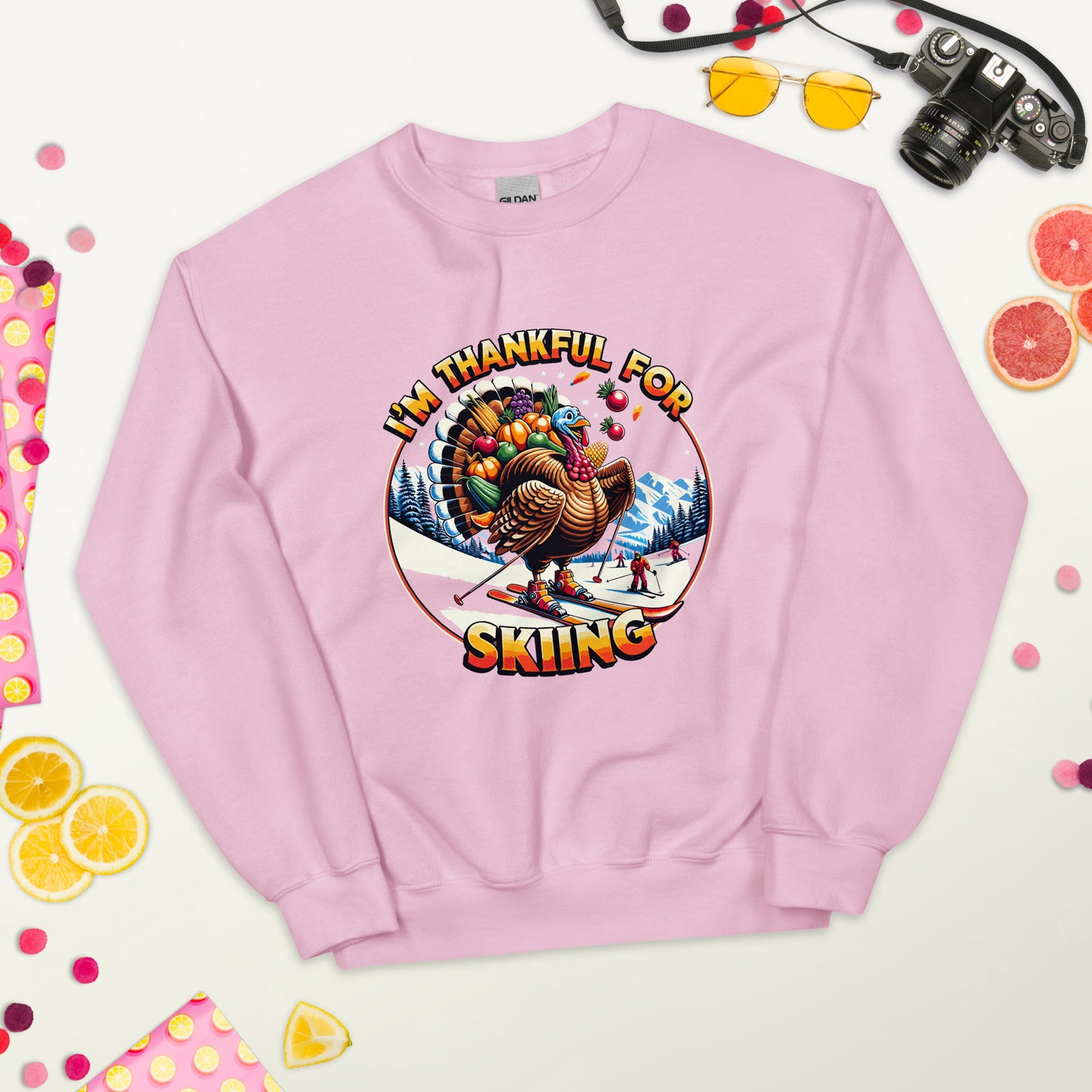 I'm Thankful for Skiing Turkey Crewneck Sweatshirt