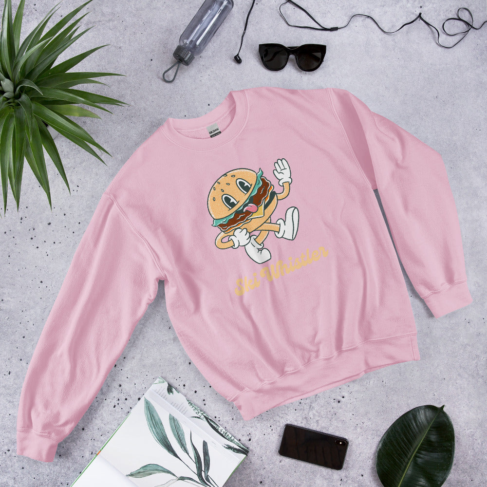 Ski Whistler Hamburger Man Crewneck Sweatshirt