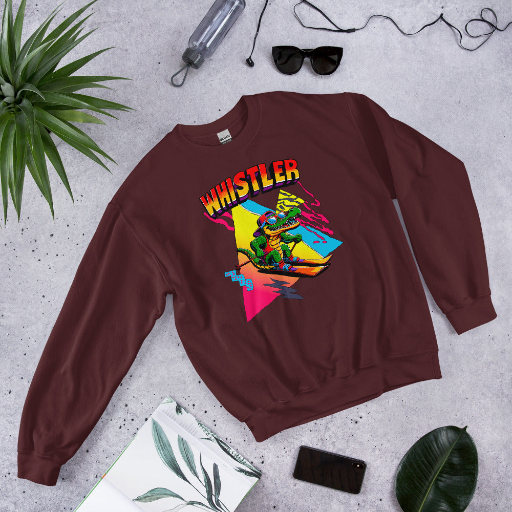 Whistler Skiing retro gator crewneck sweatshirt printed by Whistler Shirts