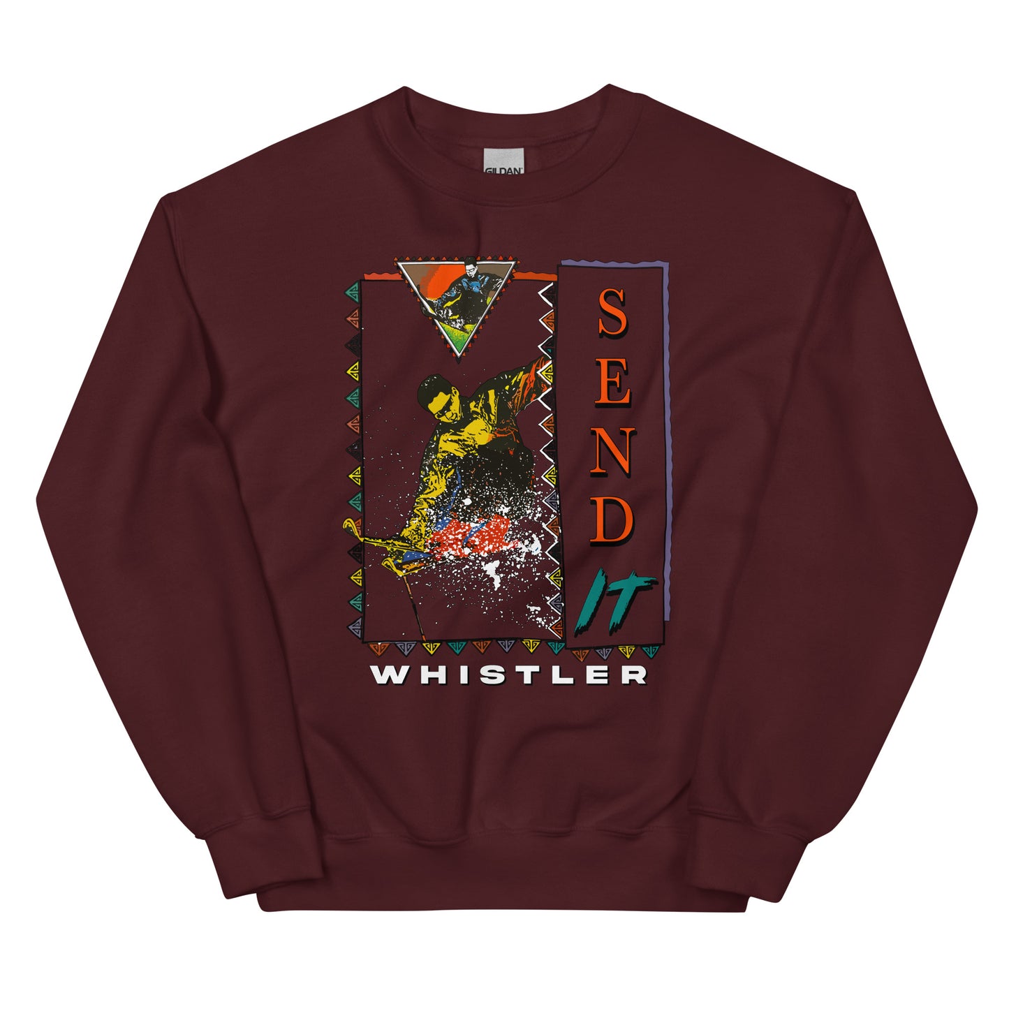 Send it whistler printed on a crewneck sweatshirt by Whistler Shirts