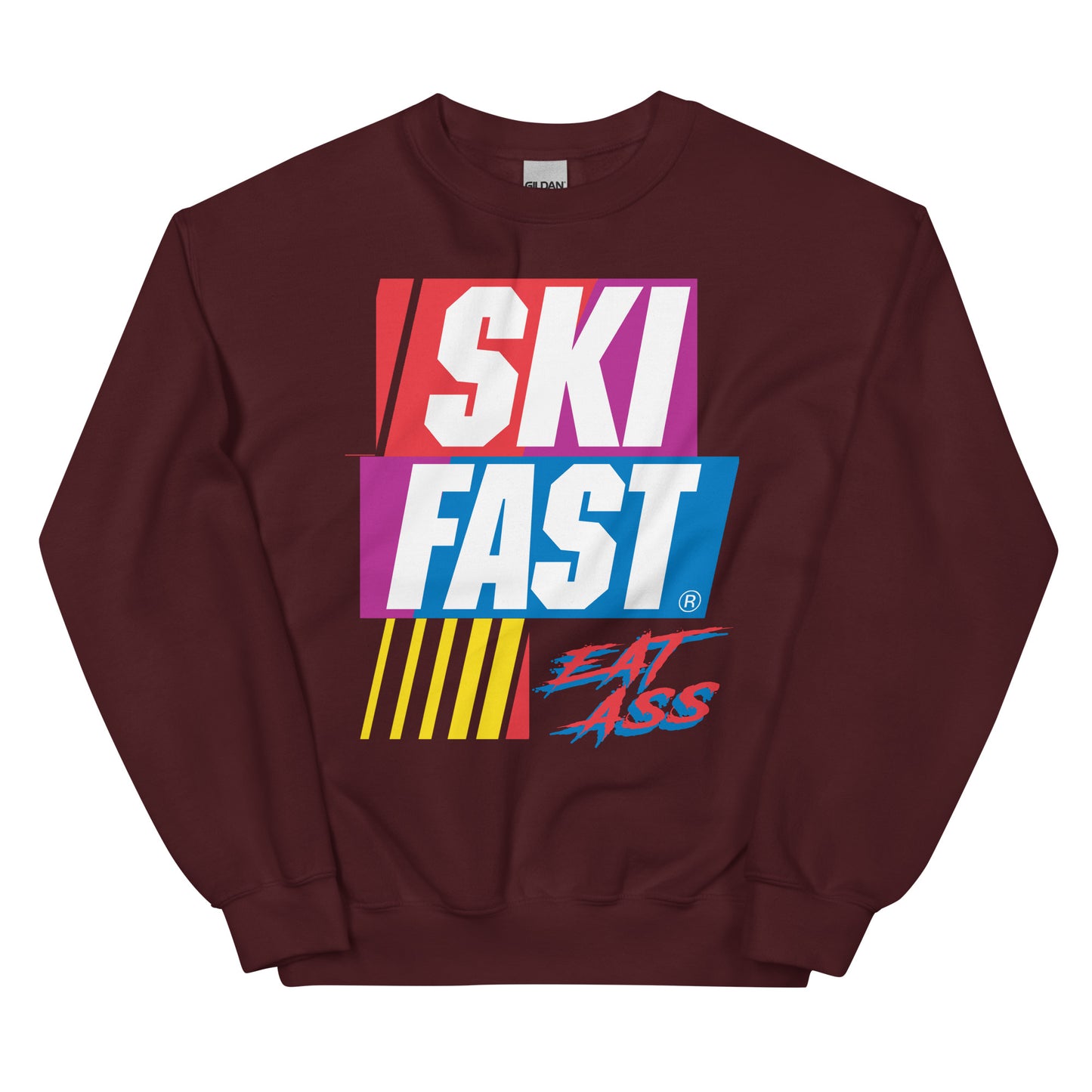 Ski Fast Eat Ass printed Crewneck sweatshirt by Whistler Shirts