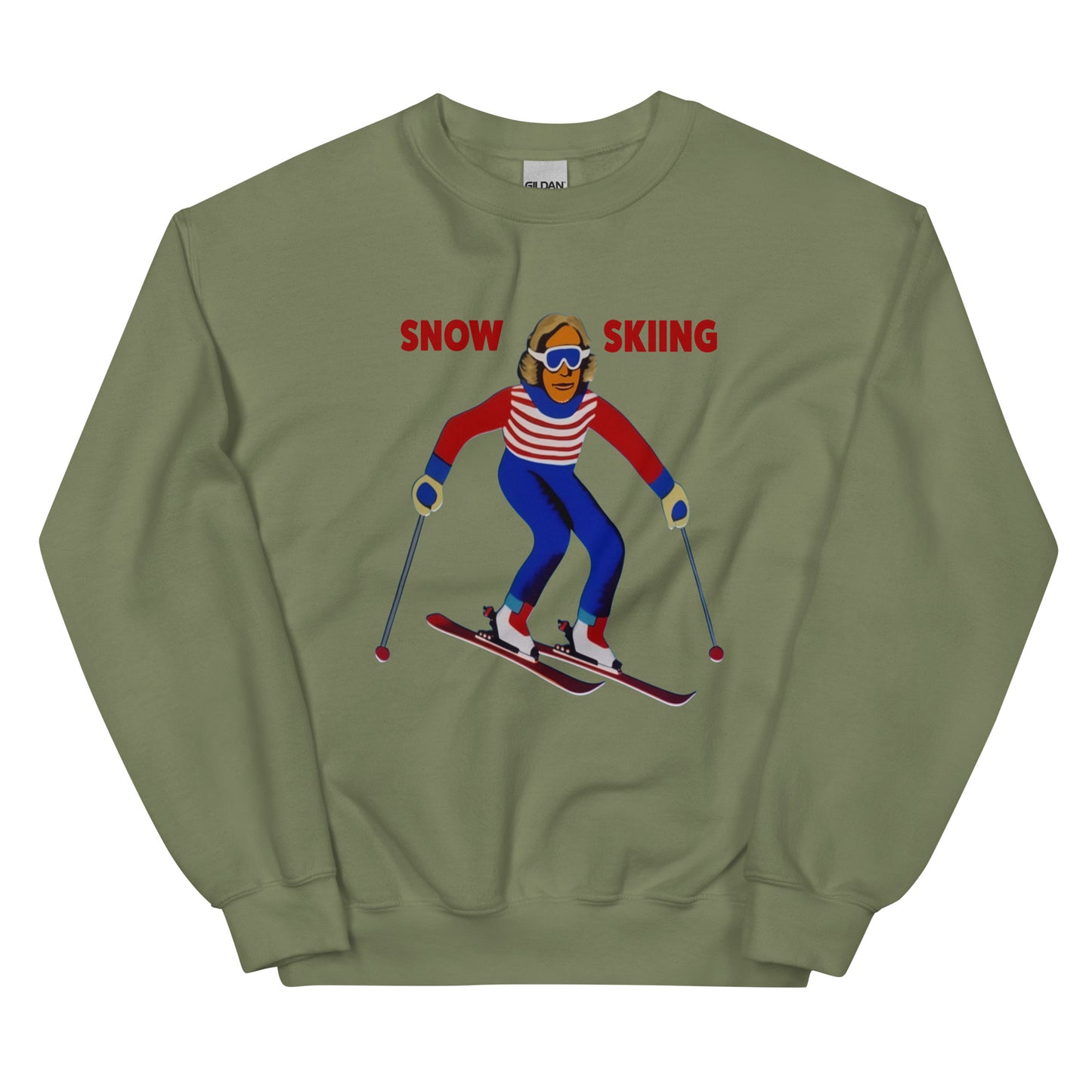 Snow skiing printed crewneck sweatshirt by Whistler Shirts