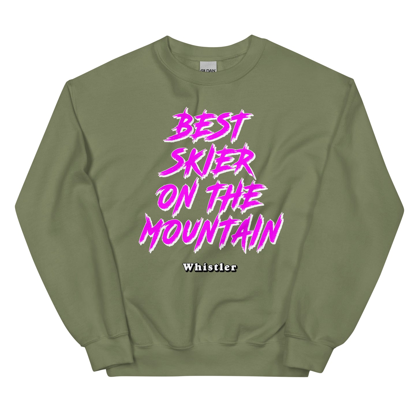 best skiier on the mountain whistler design printed on a crewneck sweatshirt by Whistler Shirts