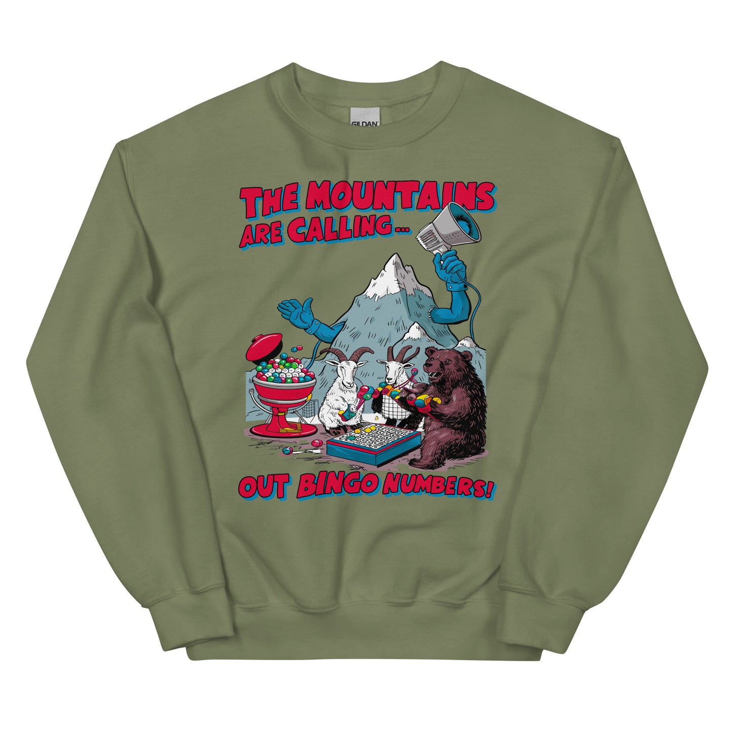 The Mountains Are Calling Out Bingo Numbers Crewneck Sweatshirt