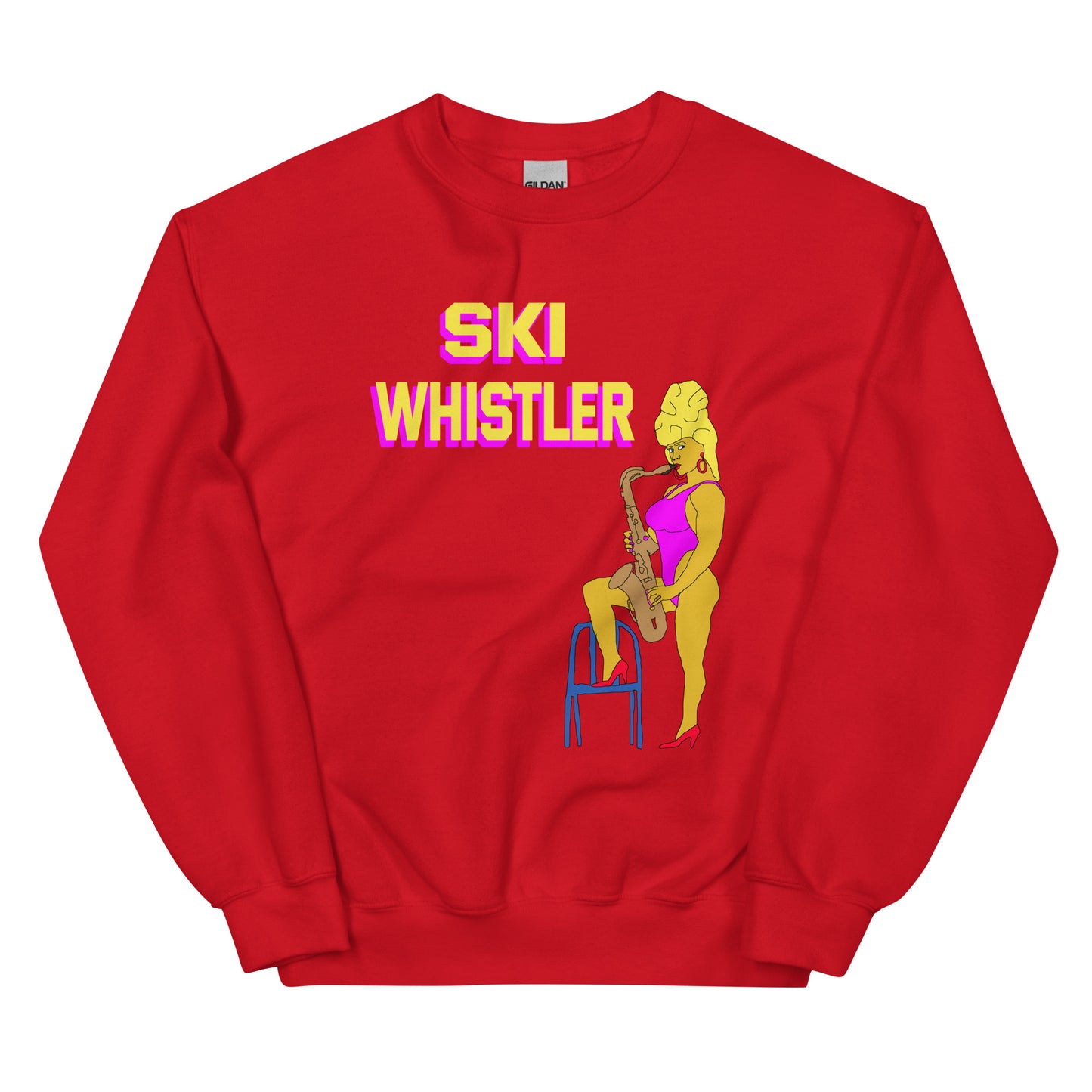 Ski Whistler saxaphone simpsons lady printed crewneck