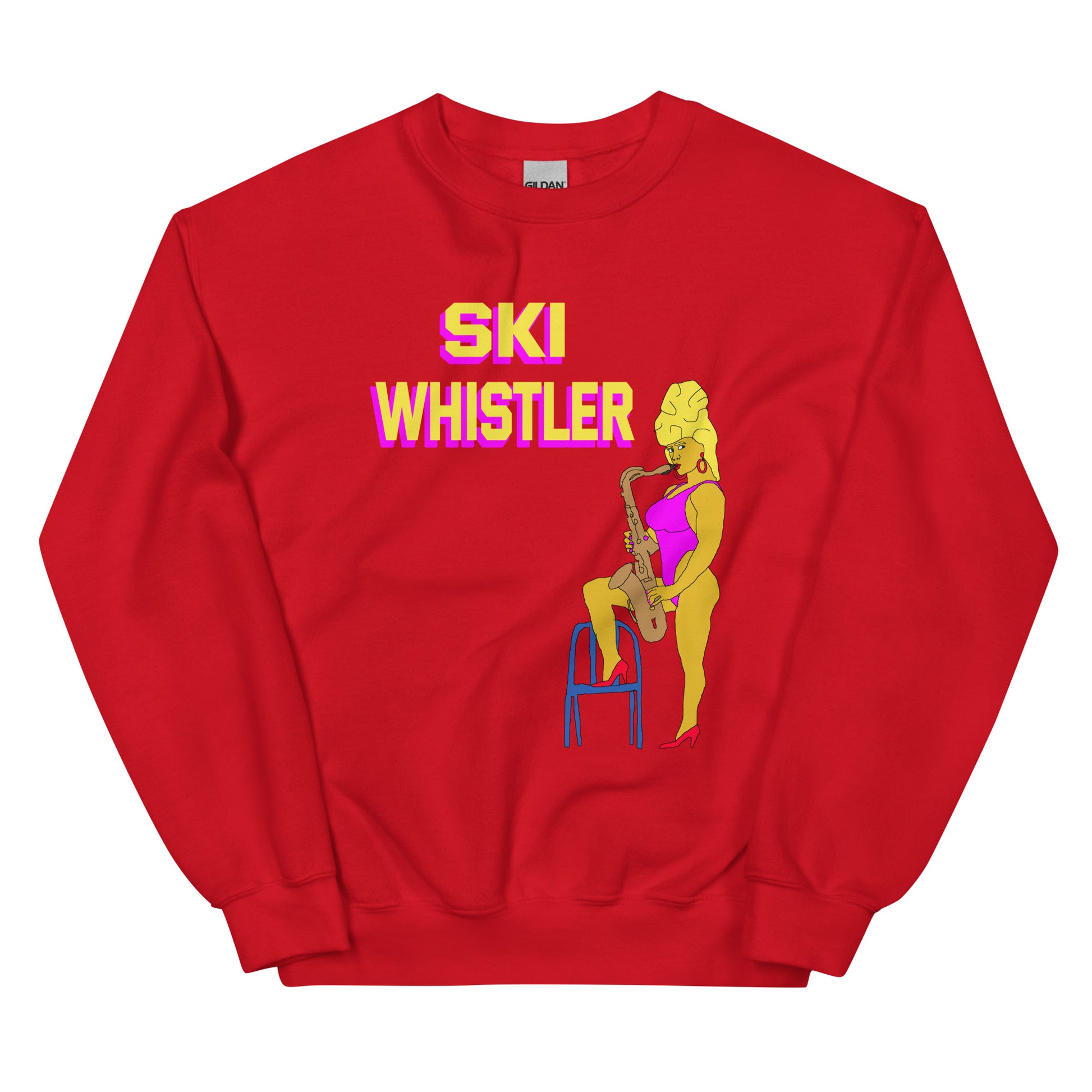 Ski Whistler saxaphone simpsons lady printed crewneck