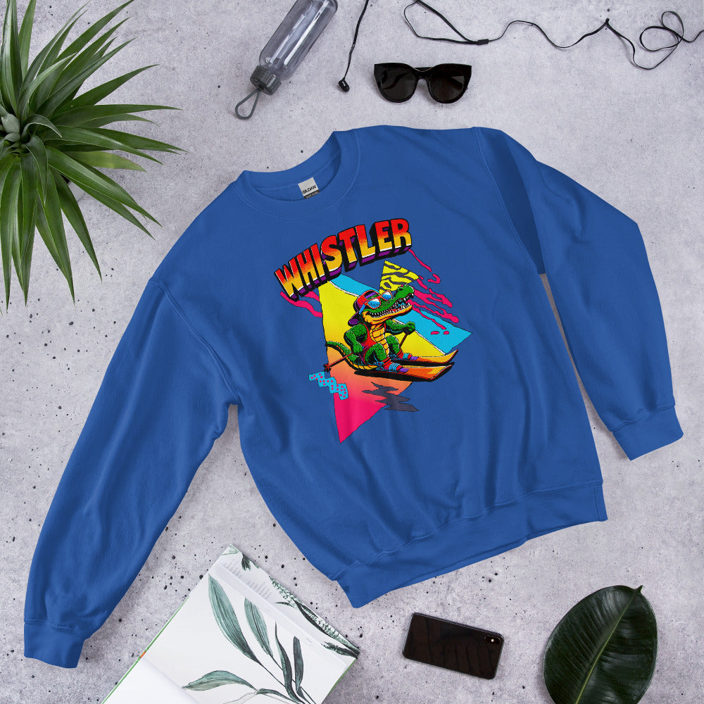Whistler Skiing retro gator crewneck sweatshirt printed by Whistler Shirts