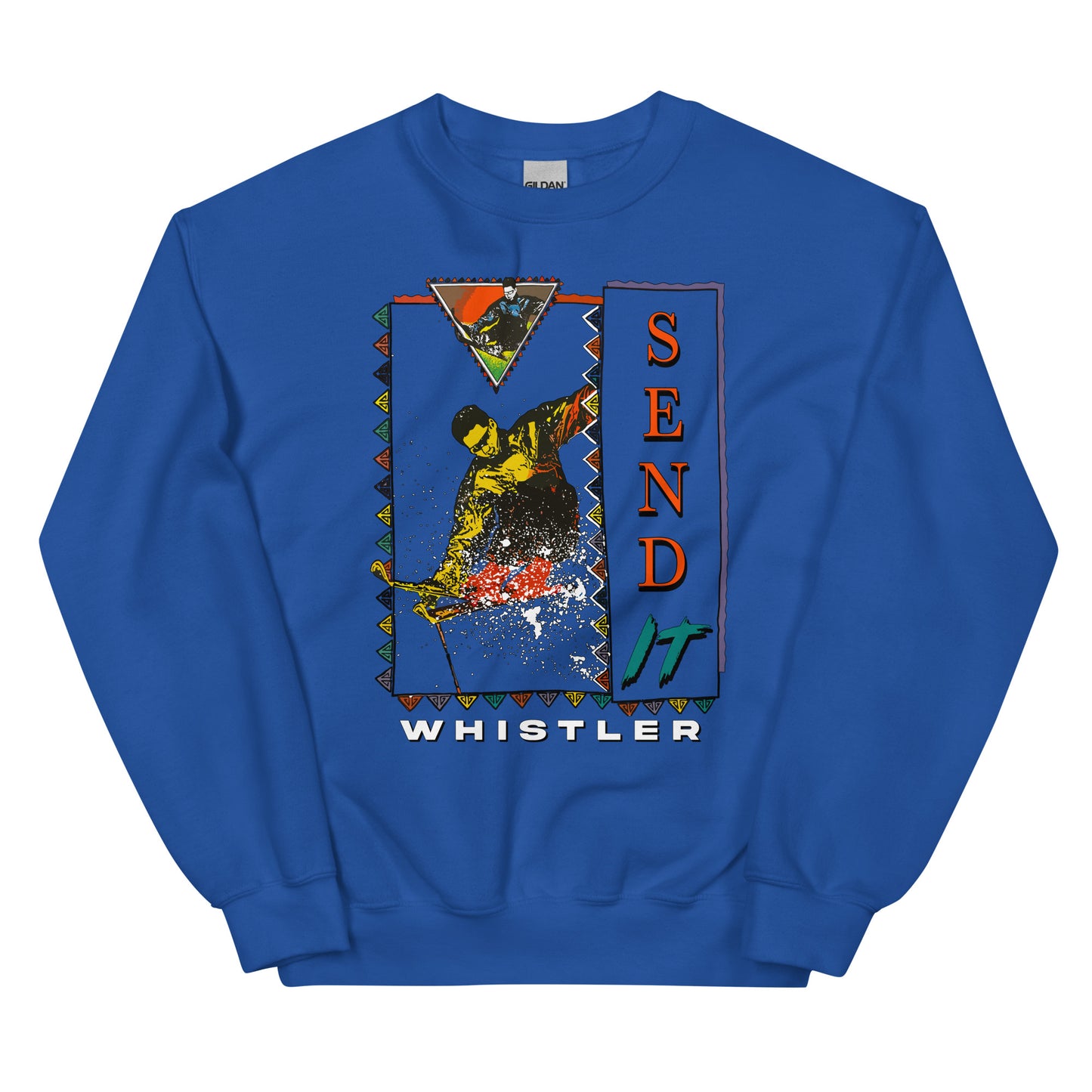 Send it whistler printed on a crewneck sweatshirt by Whistler Shirts