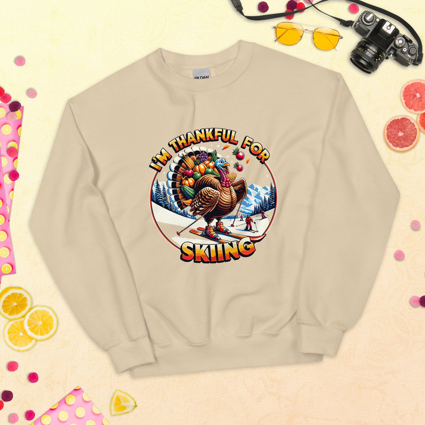 I'm Thankful for Skiing Turkey Crewneck Sweatshirt