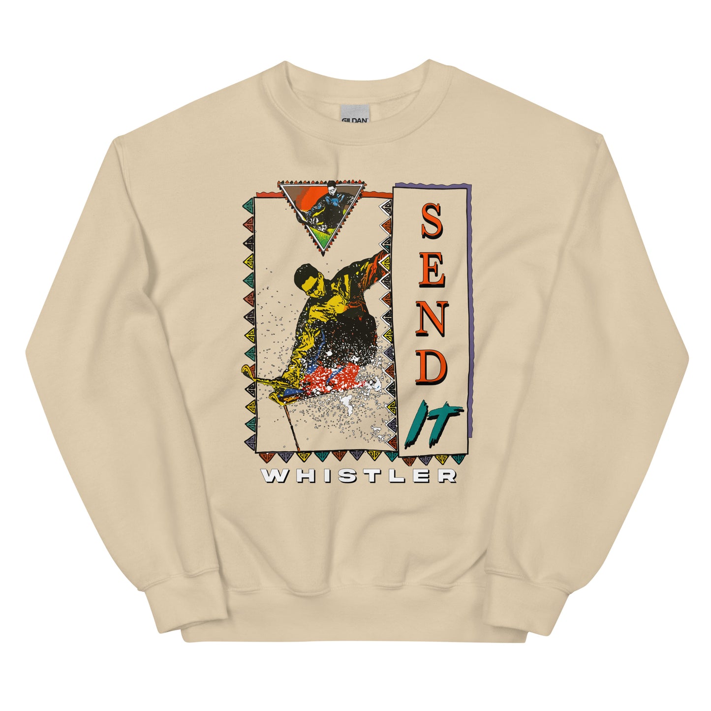 Send it whistler printed on a crewneck sweatshirt by Whistler Shirts