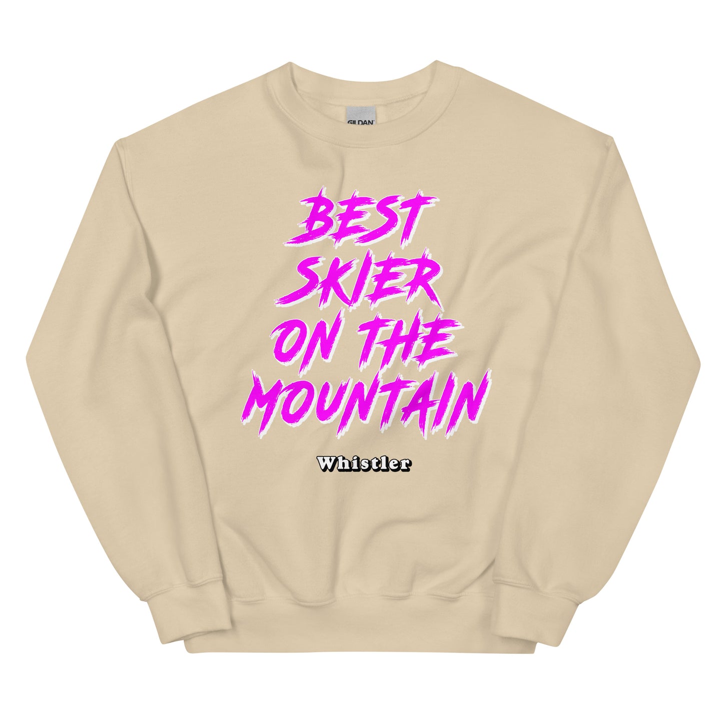best skiier on the mountain whistler design printed on a crewneck sweatshirt by Whistler Shirts