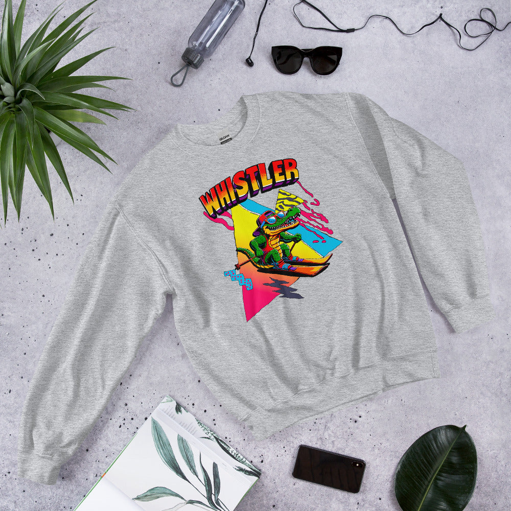 Whistler Skiing retro gator crewneck sweatshirt printed by Whistler Shirts