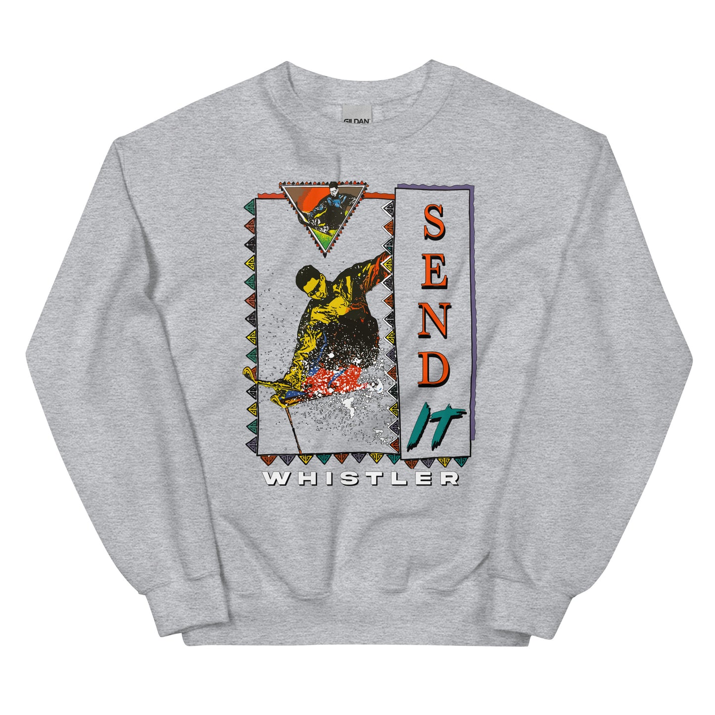 Send it whistler printed on a crewneck sweatshirt by Whistler Shirts