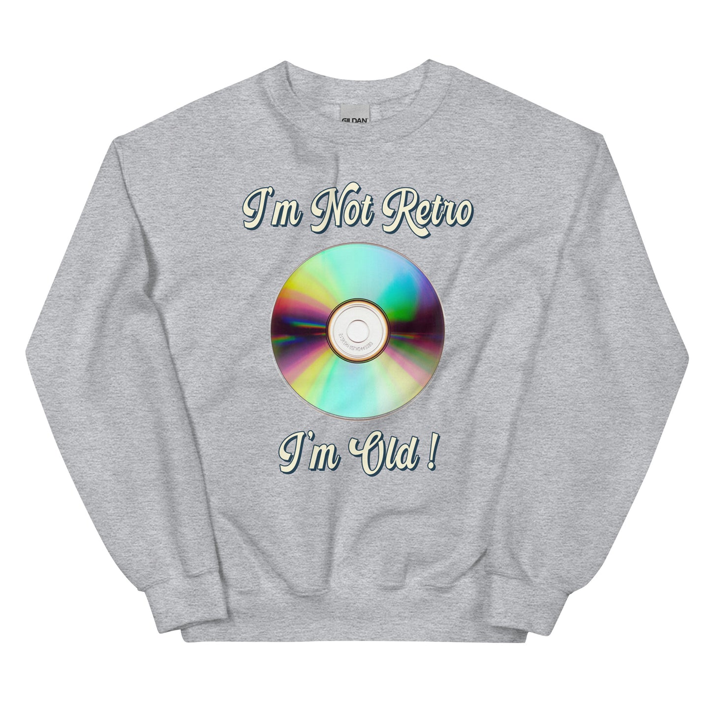 I'm not retro I'm old with picture of cd printed crewneck sweatshirt by Whistler Shirts