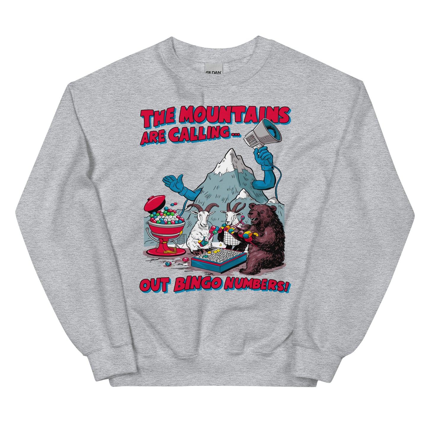 The Mountains Are Calling Out Bingo Numbers Crewneck Sweatshirt