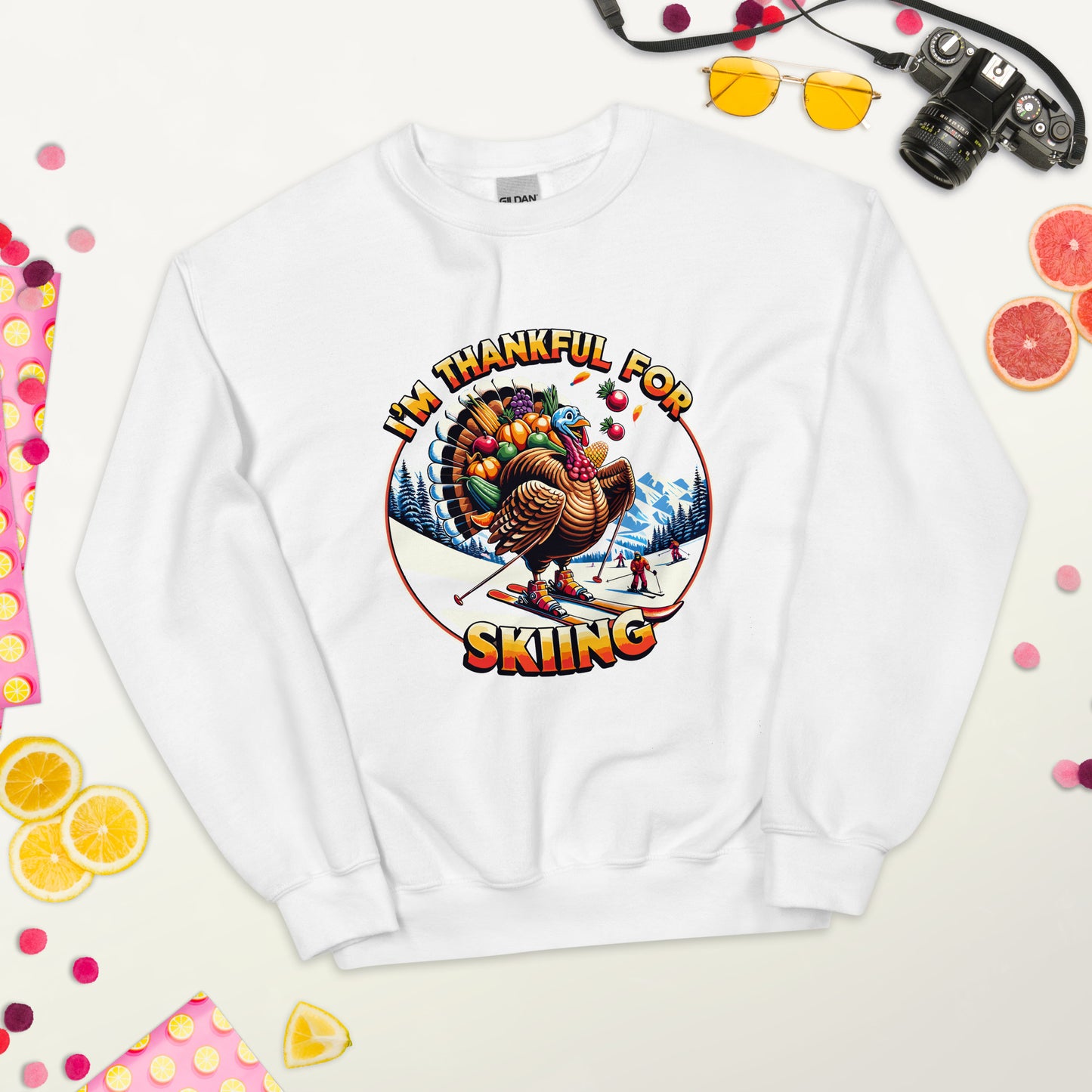 I'm Thankful for Skiing Turkey Crewneck Sweatshirt